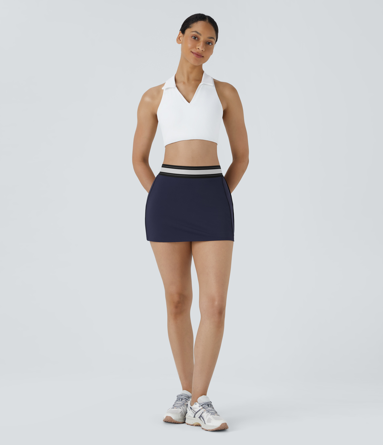 Halara Softlyzeroв„ў Airy High Waisted 2-in-1 Bodycon Color Block Micro Mini Cool Touch Tennis Skirt  - Peacoat - M midi skirt a line skirt 