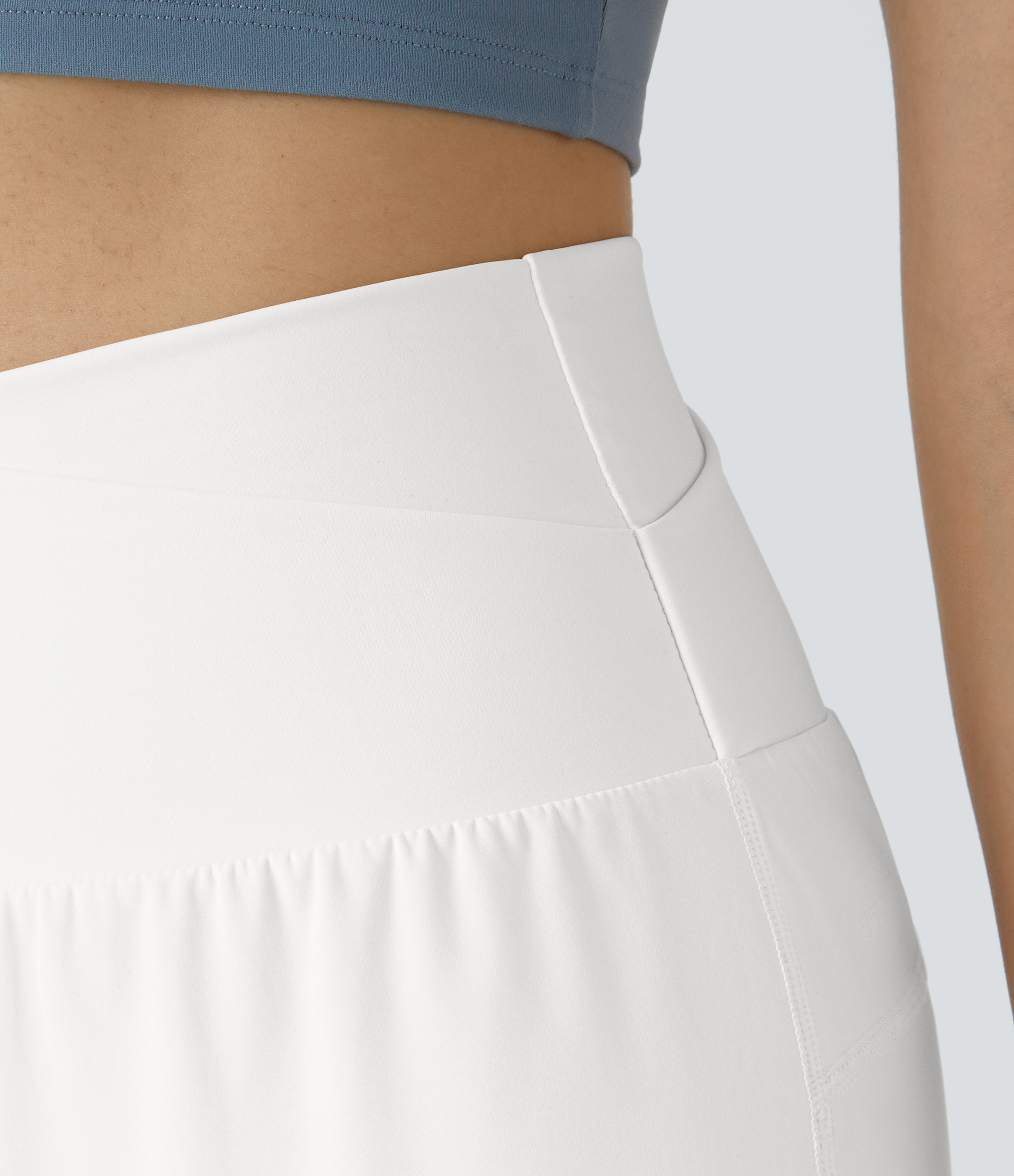 Halara High Waisted Crossover Side Pocket 2-in-1 Casual Shorts Gym Short - White - L booty shorts compression shorts yoga shorts 