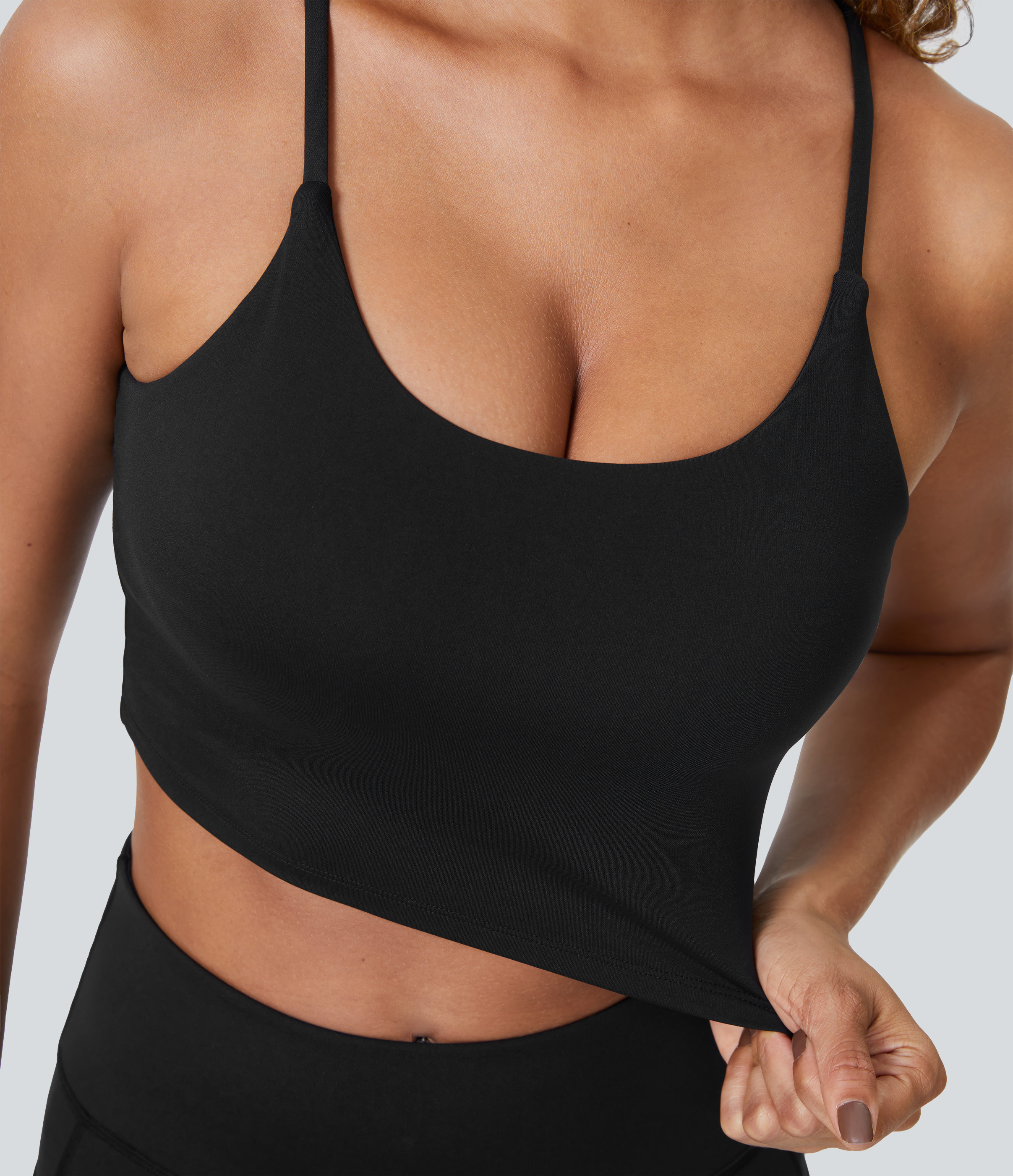 Halara PatitoffВ® 2.0 Pet Hair Resistant Padded Cropped Yoga Cami Tank Top - Black - S golf tops halter top tunic tops sleeveless tops 