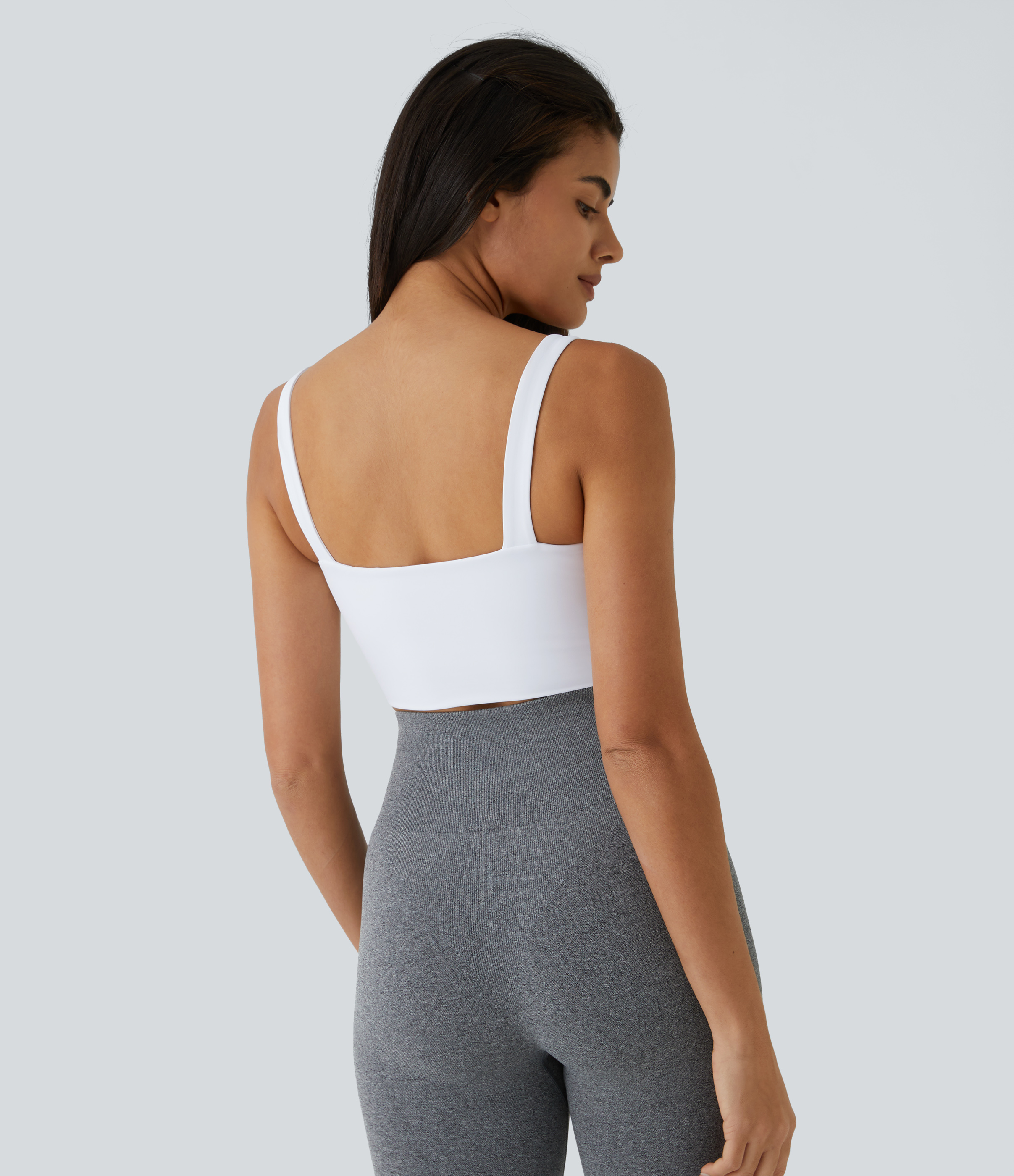 Halara Softlyzeroв„ў Airy Low Support Twisted Cut Out Backless Cool Touch Barre Ballet Dance Sports Bra-UPF50+  - White - S push up bra 
