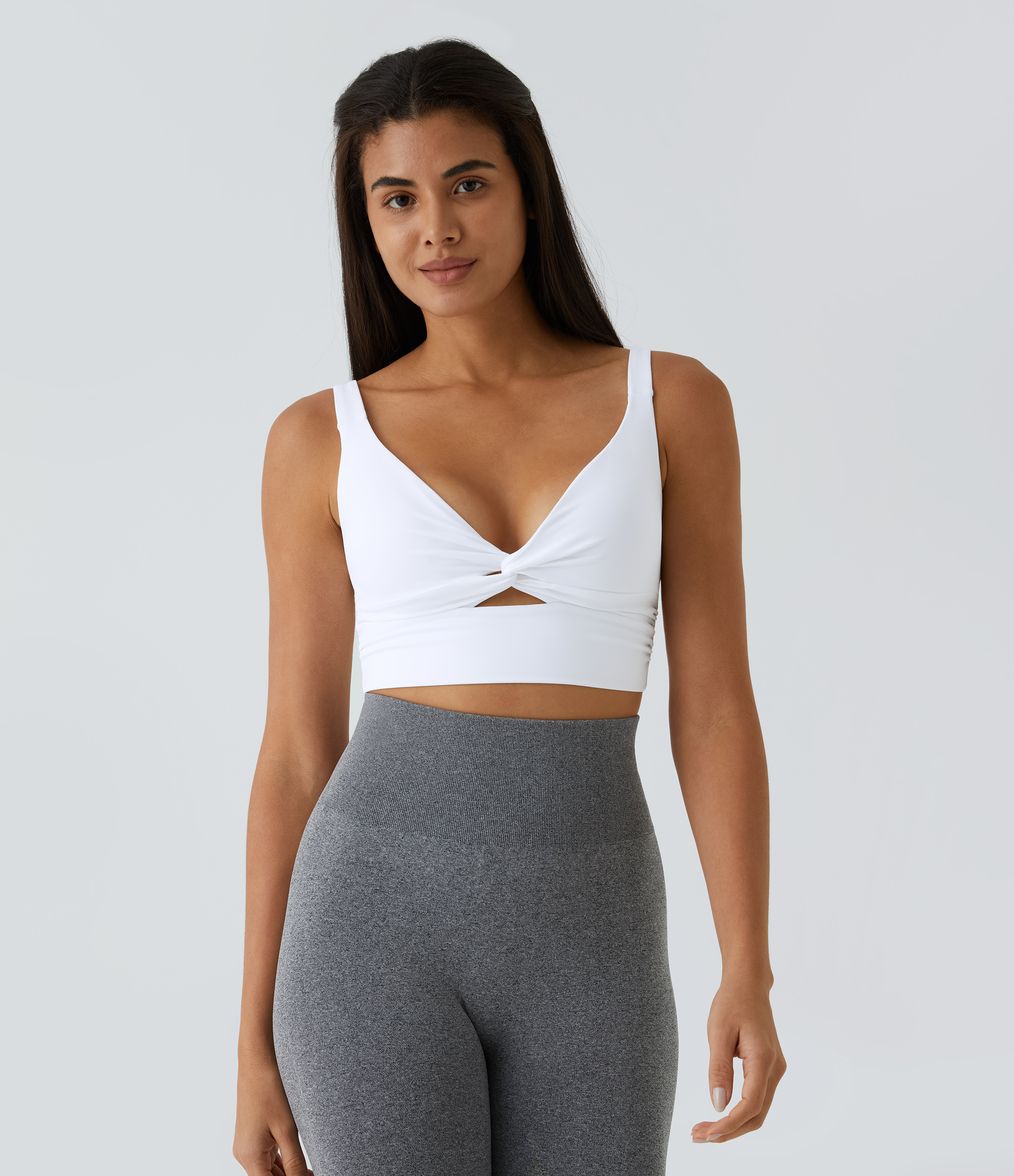 Halara Softlyzeroв„ў Airy Low Support Twisted Cut Out Backless Cool Touch Barre Ballet Dance Sports Bra-UPF50+  - White - S push up bra 
