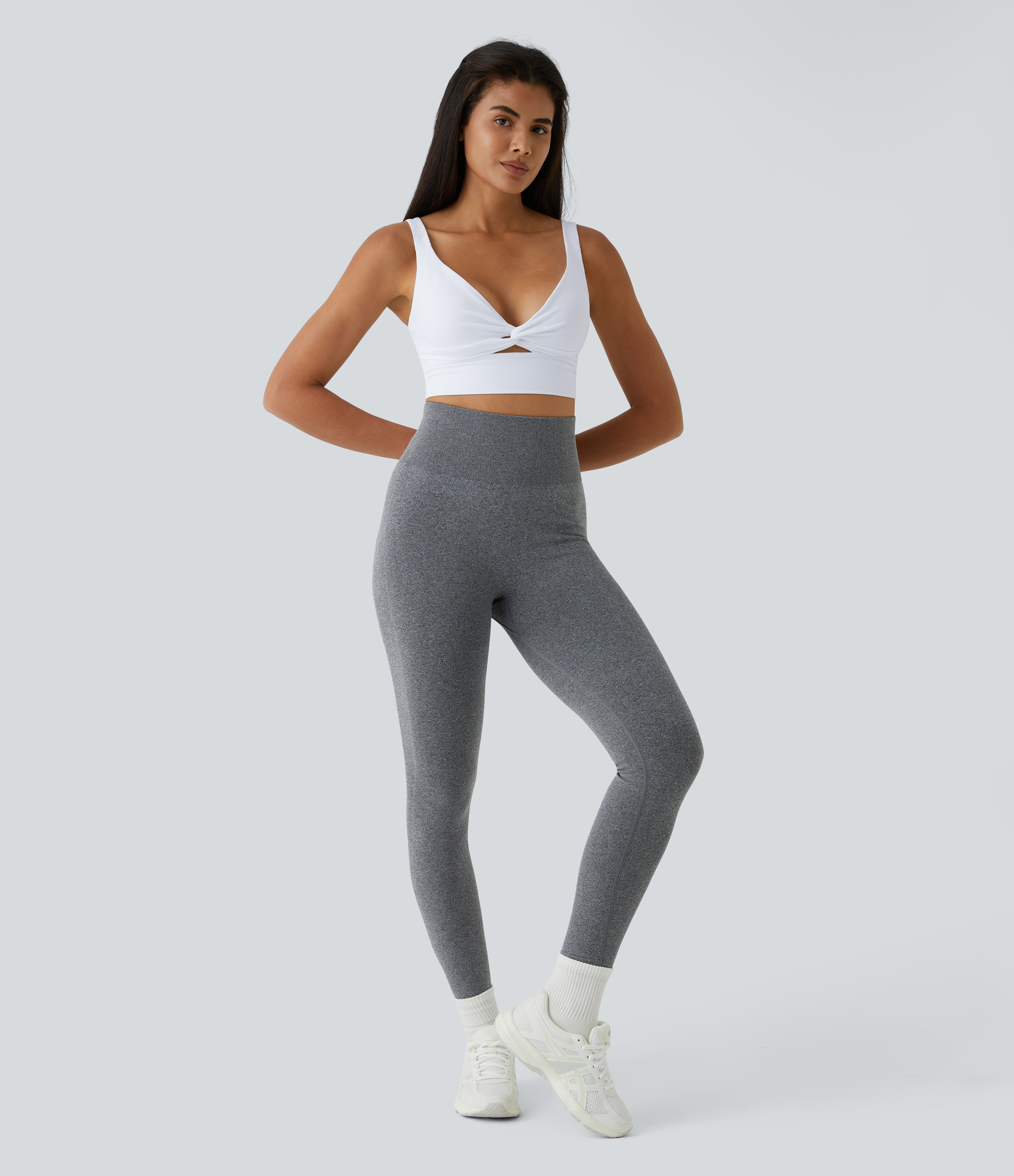 Halara Softlyzeroв„ў Airy Low Support Twisted Cut Out Backless Cool Touch Barre Ballet Dance Sports Bra-UPF50+  - White - S push up bra 