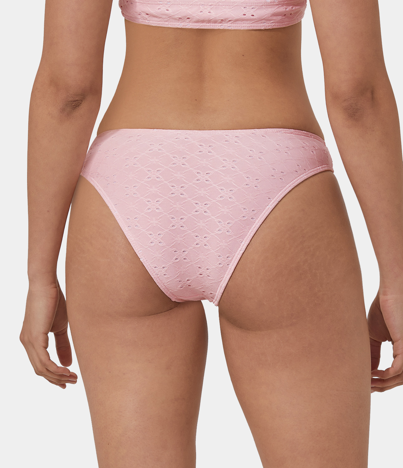 Halara Solid Jacquard Bikini Bottom  - Putty Pink - S 