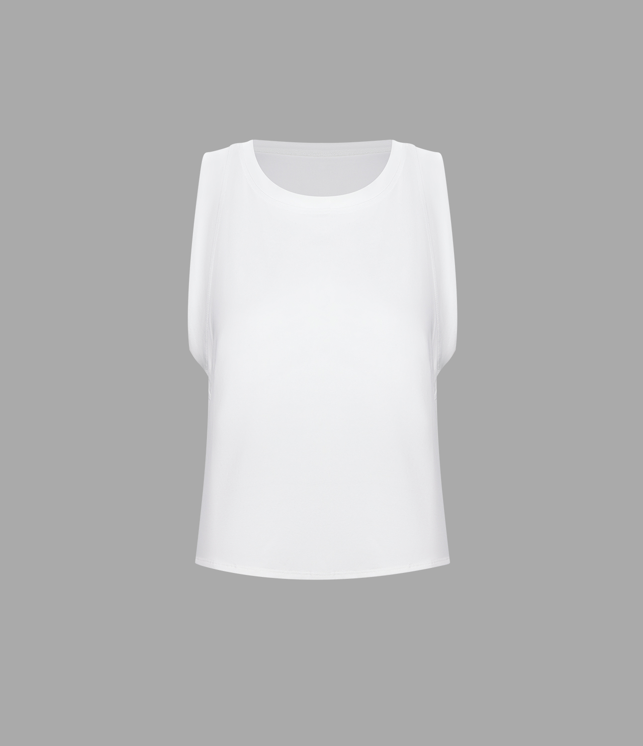 Halara Round Neck Split Hem Casual Tank Top Tank Top - White - XS golf tops halter top tunic tops sleeveless tops backless top 