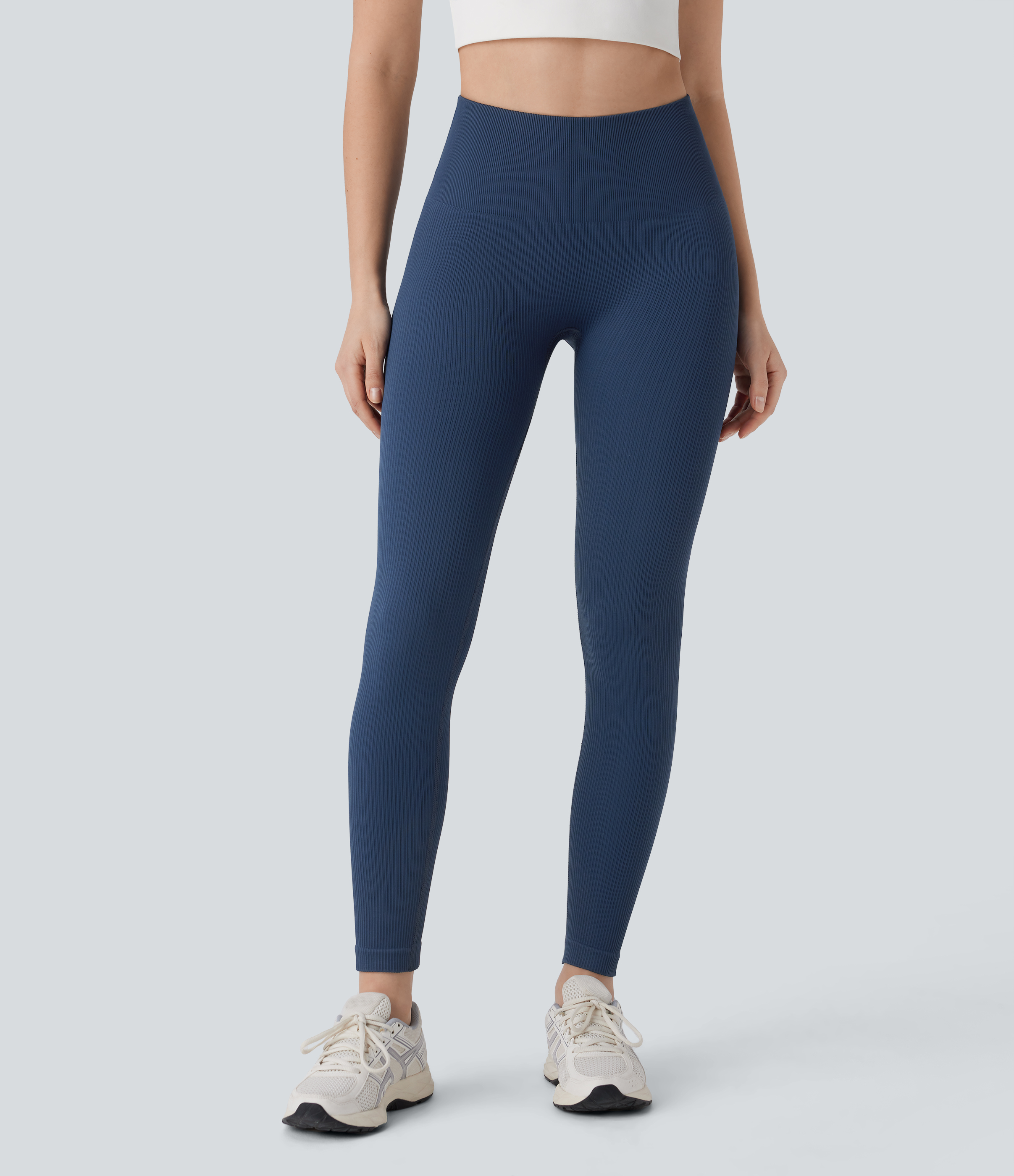 Halara Seamless Flow High Waisted Tummy Control Butt Lifting 7/8 Yoga Leggings  - Peacoat - M(7/8) gym leggings leggings with pockets 