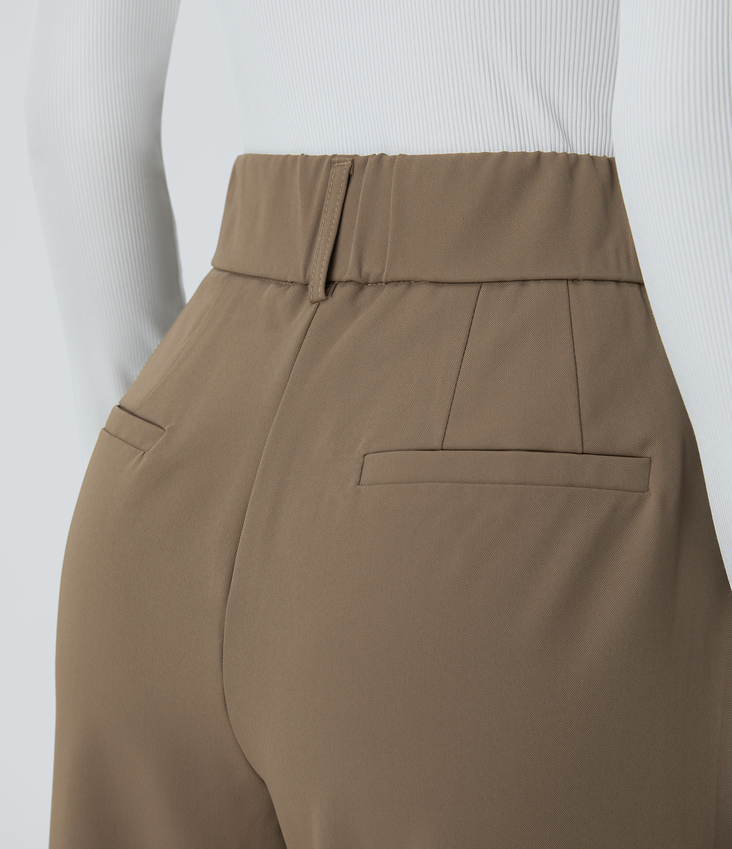Halara High Waisted Side Pocket Solid Work Tapered Pants  - Kangaroo - XL(regular) sweatpants jogger pants stacked sweatpants cargo joggers 