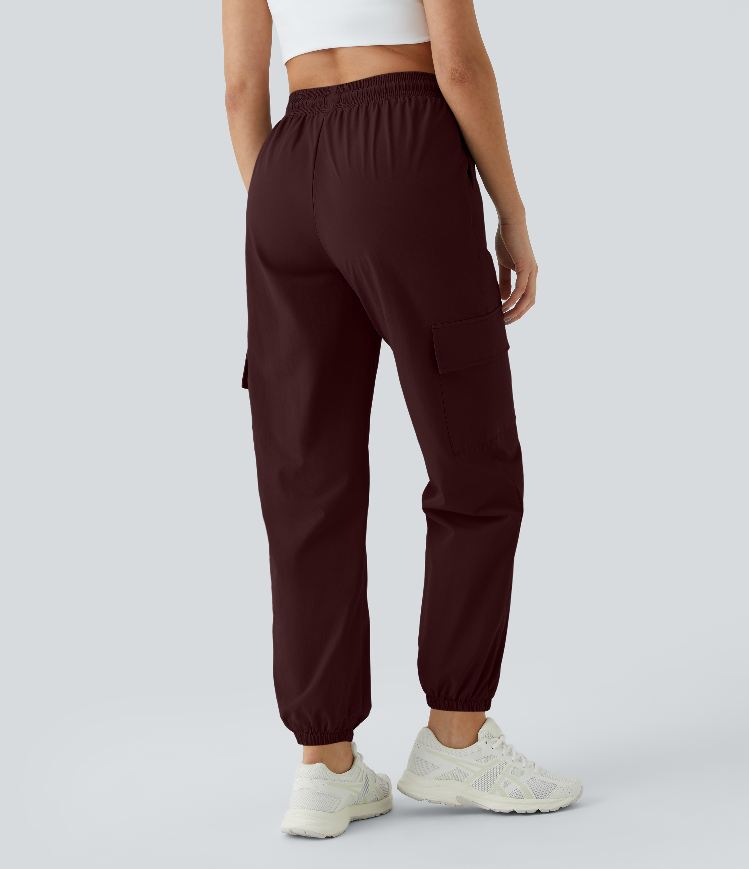 Halara Mid Rise Drawstring Side Pocket Casual Cargo Joggers  - Decadent Chocolate - M 