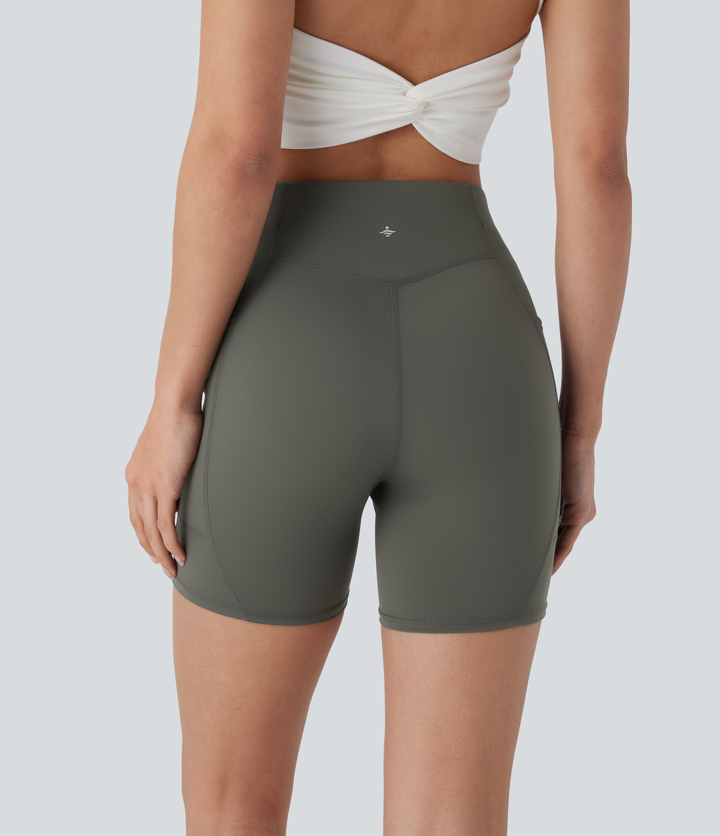 Lime Light Green Shorts d'entraînement taille haute avec poches, 5'' / 2