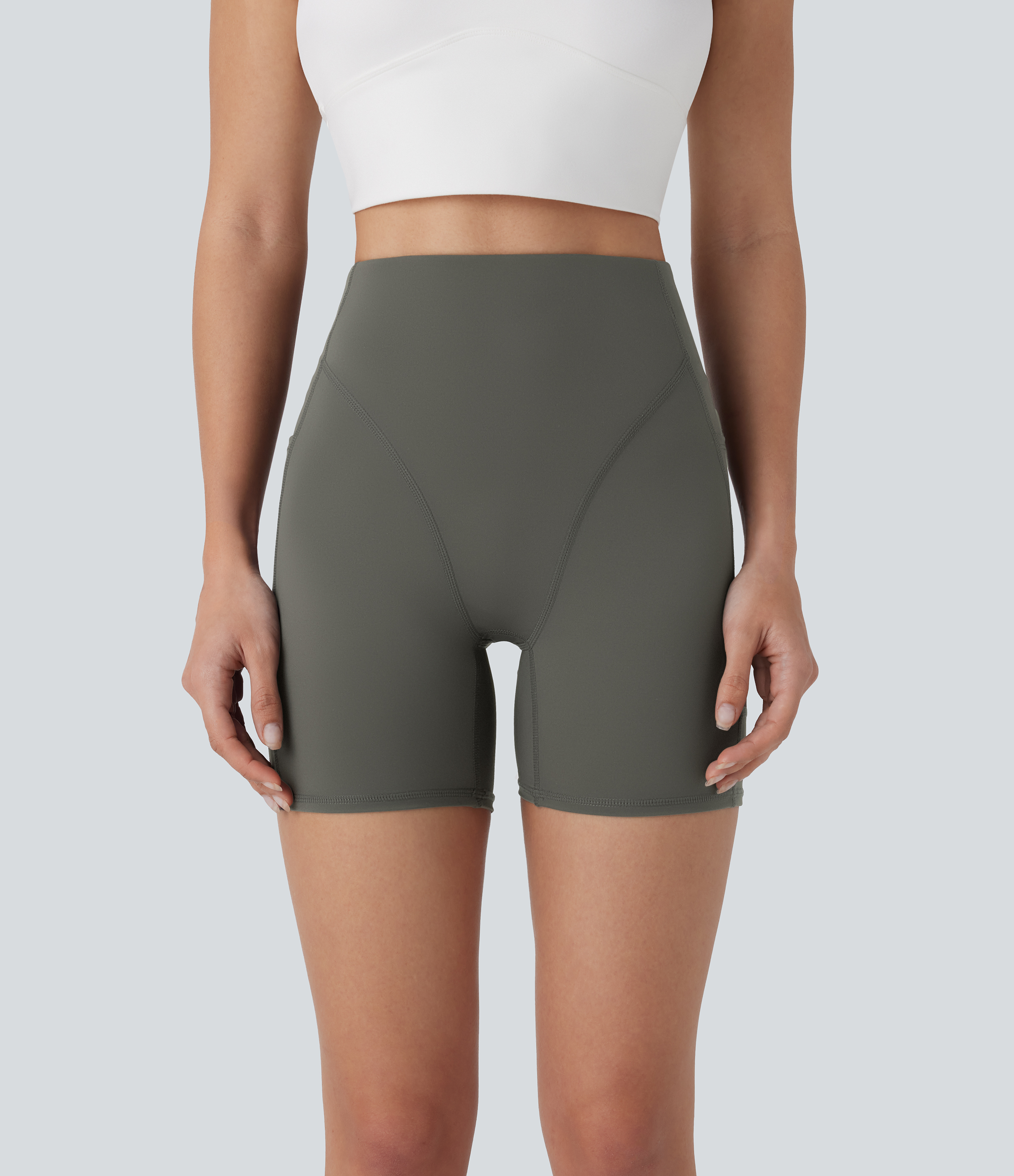 Pantalón corto ciclista entrenamiento tiro alto bolsillo lateral 12.5cm