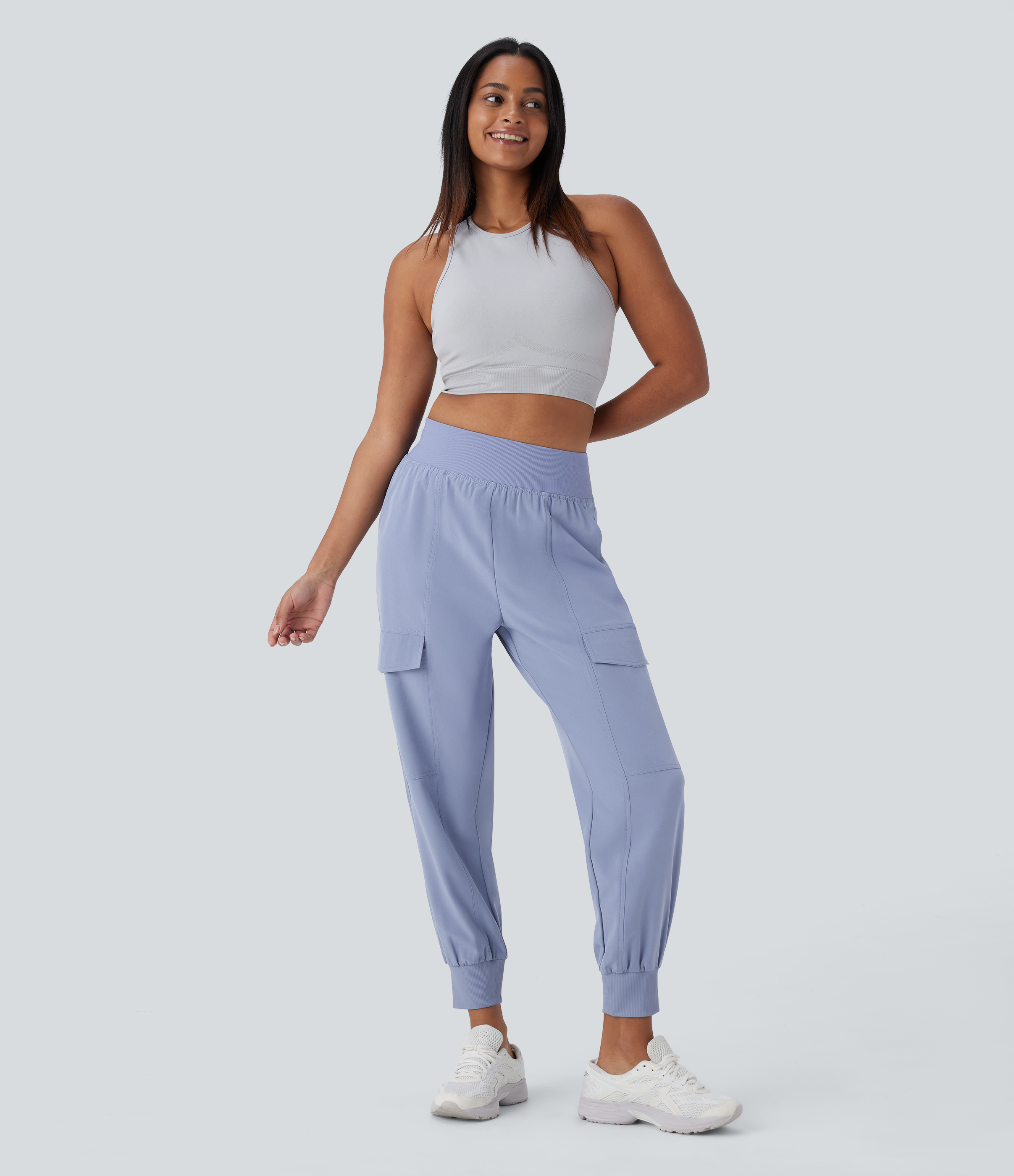 Halara High Waisted Multiple Pockets Running Cargo Joggers  - Thistle Down - S(regular) 