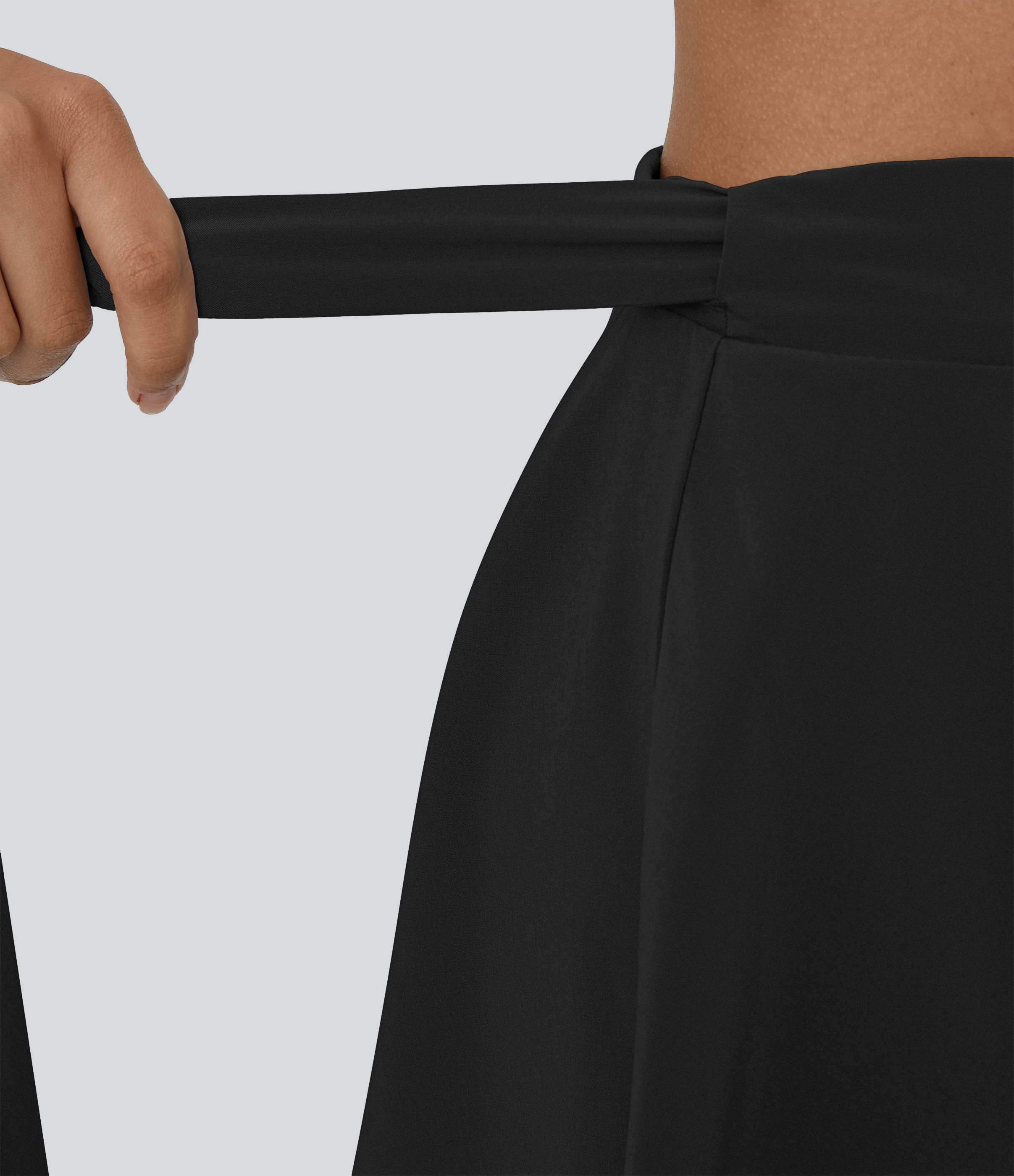 Halara Breezefulв„ў High Waisted Tie Side 2-in-1 Side Pocket Flowy Micro Mini Flare Quick Dry Casual Skirt  - Black - M(regular) 