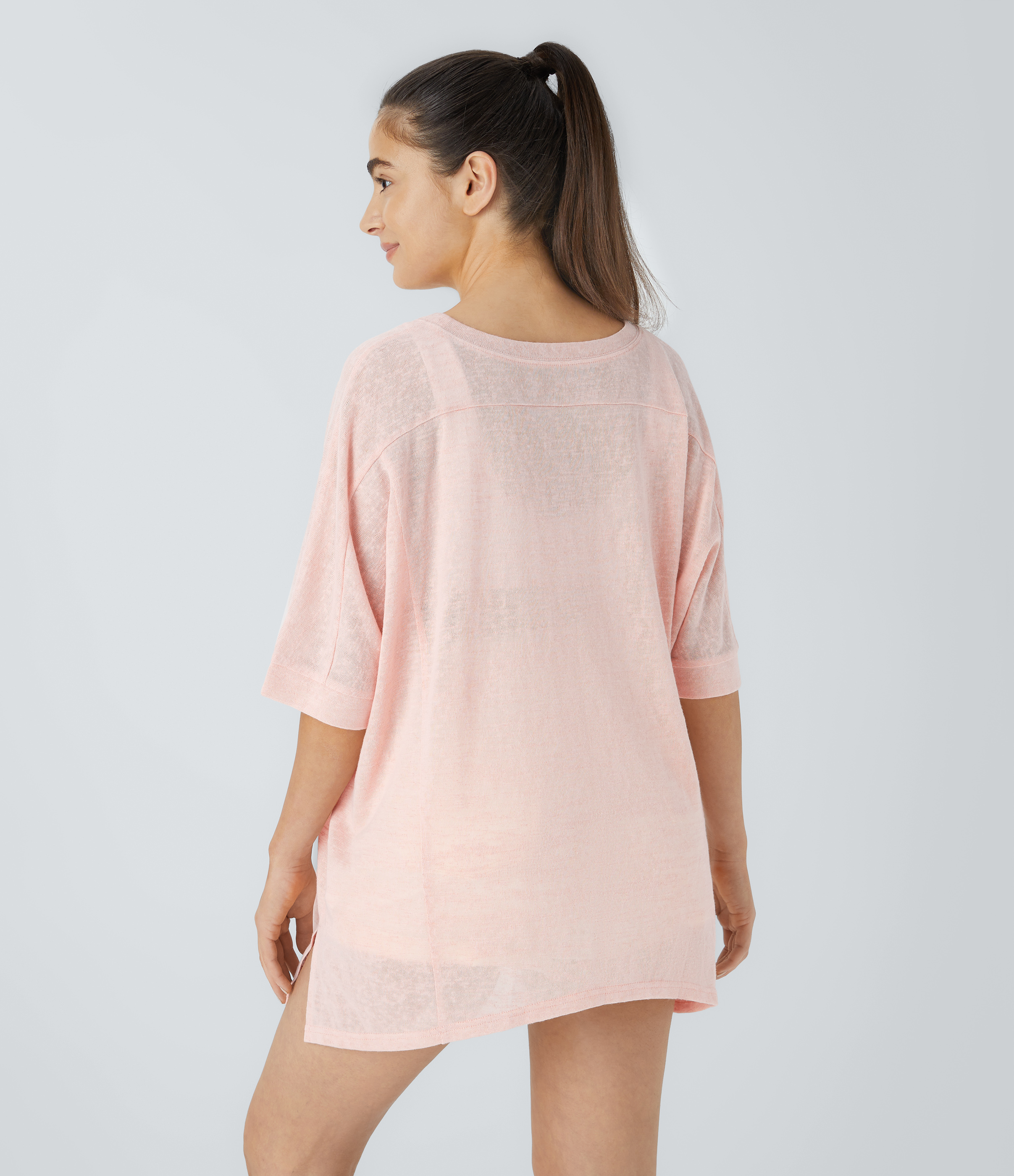 Halara Asymmetric Split Hem Sheer Oversize Casual Top Tank Top - Rosewater - XL golf tops halter top tunic tops sleeveless tops backless top 