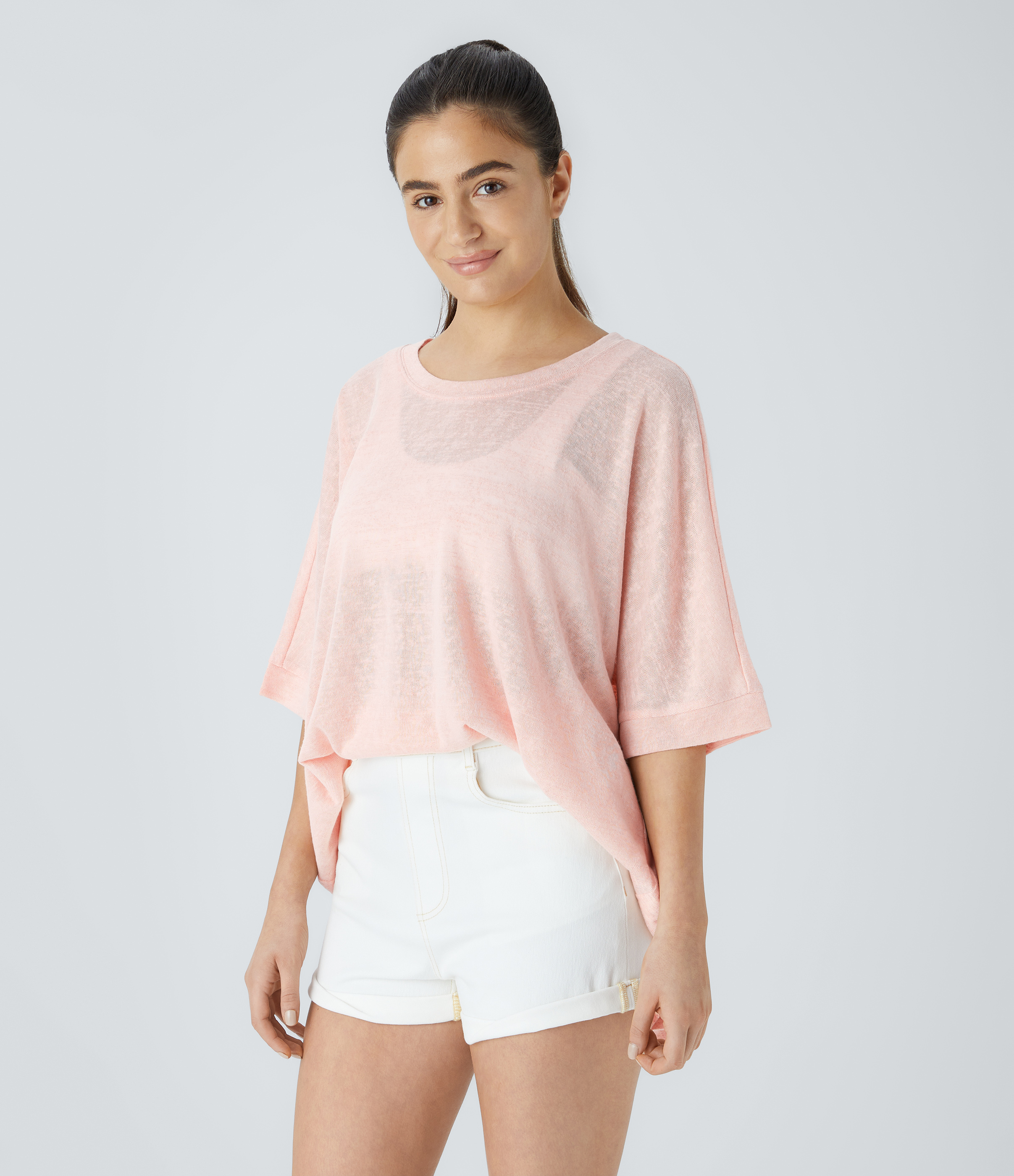 Halara Asymmetric Split Hem Sheer Oversize Casual Top Tank Top - Rosewater - XL golf tops halter top tunic tops sleeveless tops backless top 