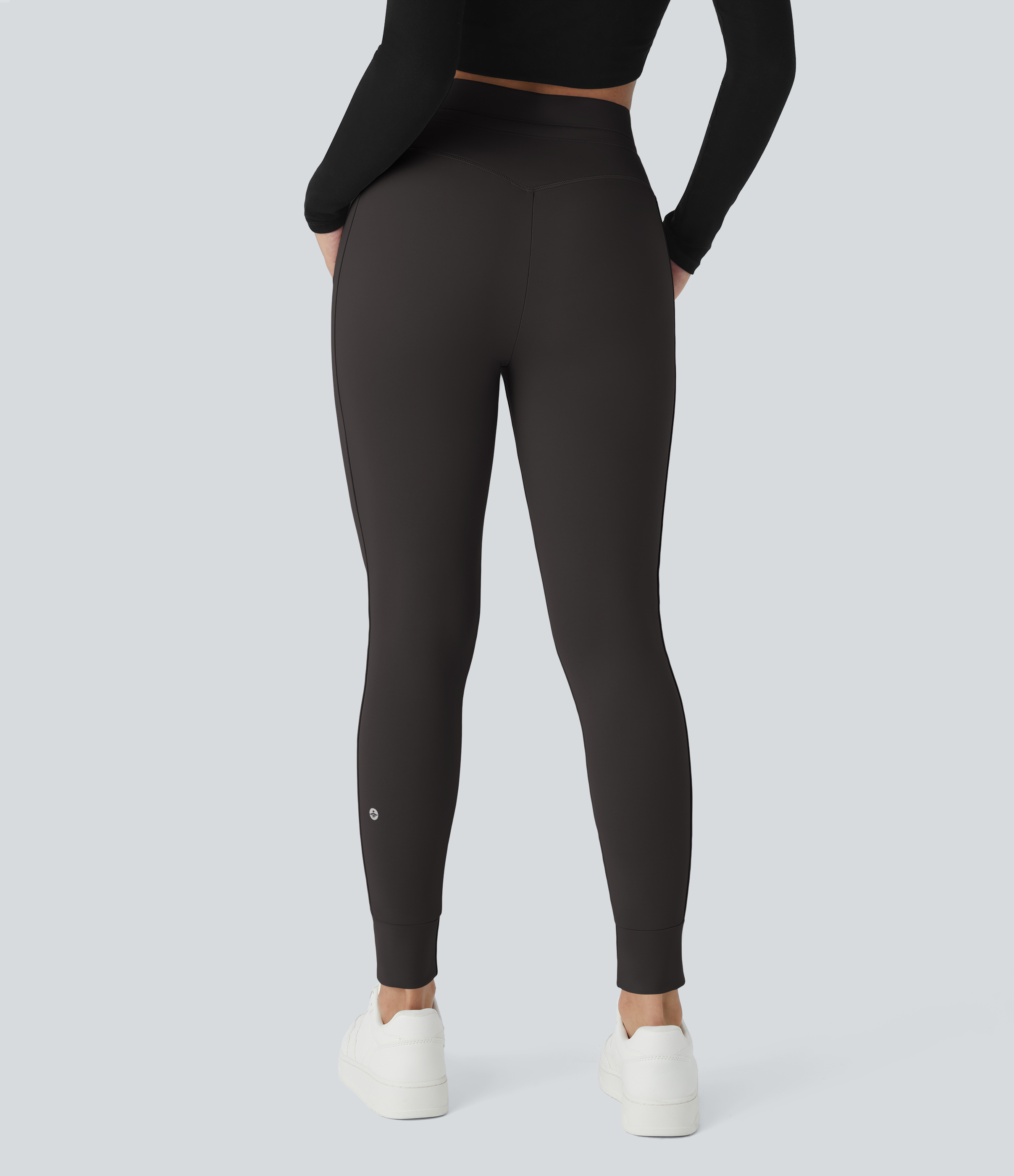 Halara Softlyzeroв„ў Plush High Waisted Drawstring Side Pocket Plain Full Length Joggers  - Espresso - L(petite) 