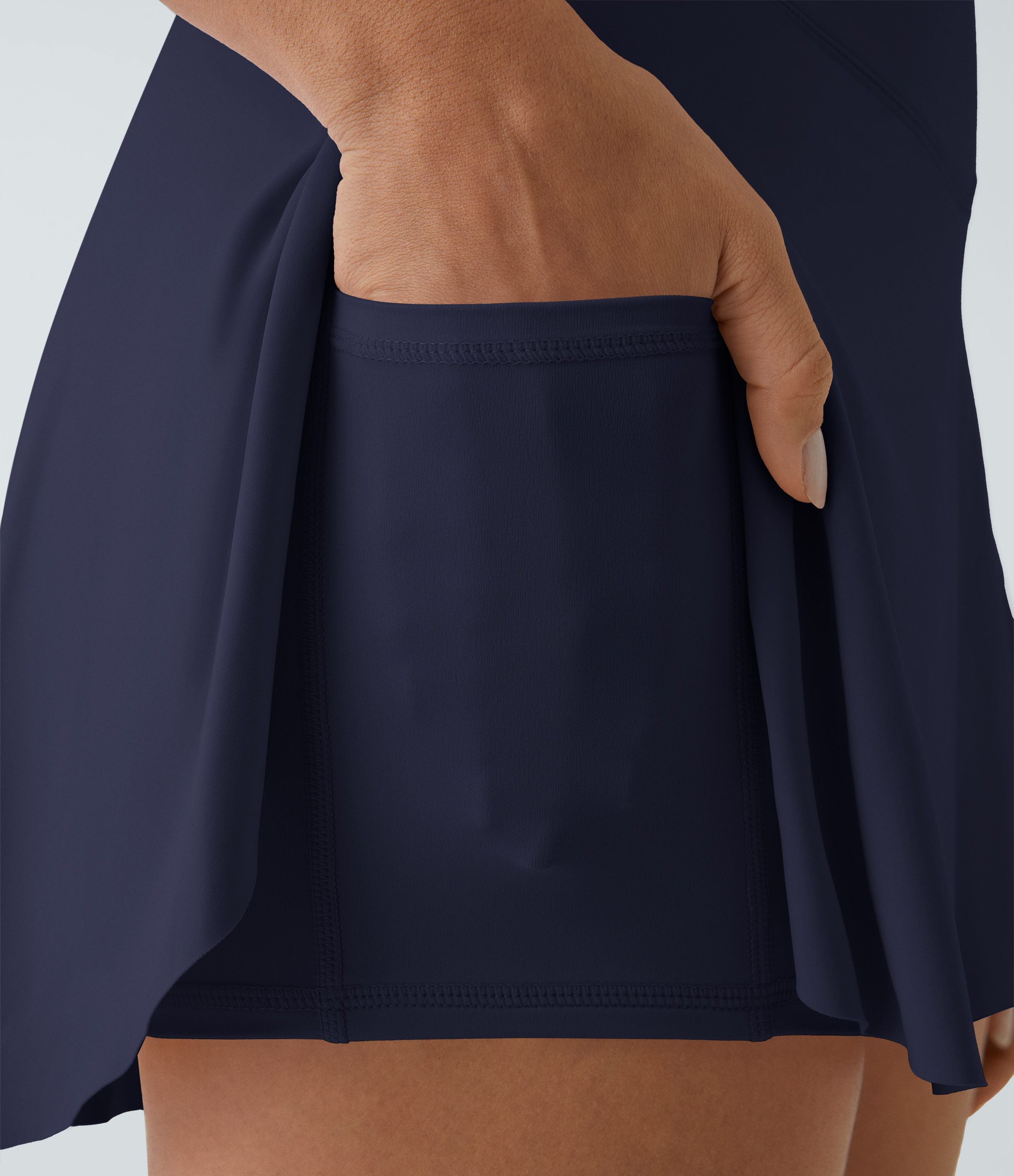 Halara Softlyzeroв„ў Airy Crossover Side Pocket 2-in-1 Cool Touch Tennis Skirt-Lucid-Longer Length  - Peacoat - L(Long) midi skirt a line skirt 