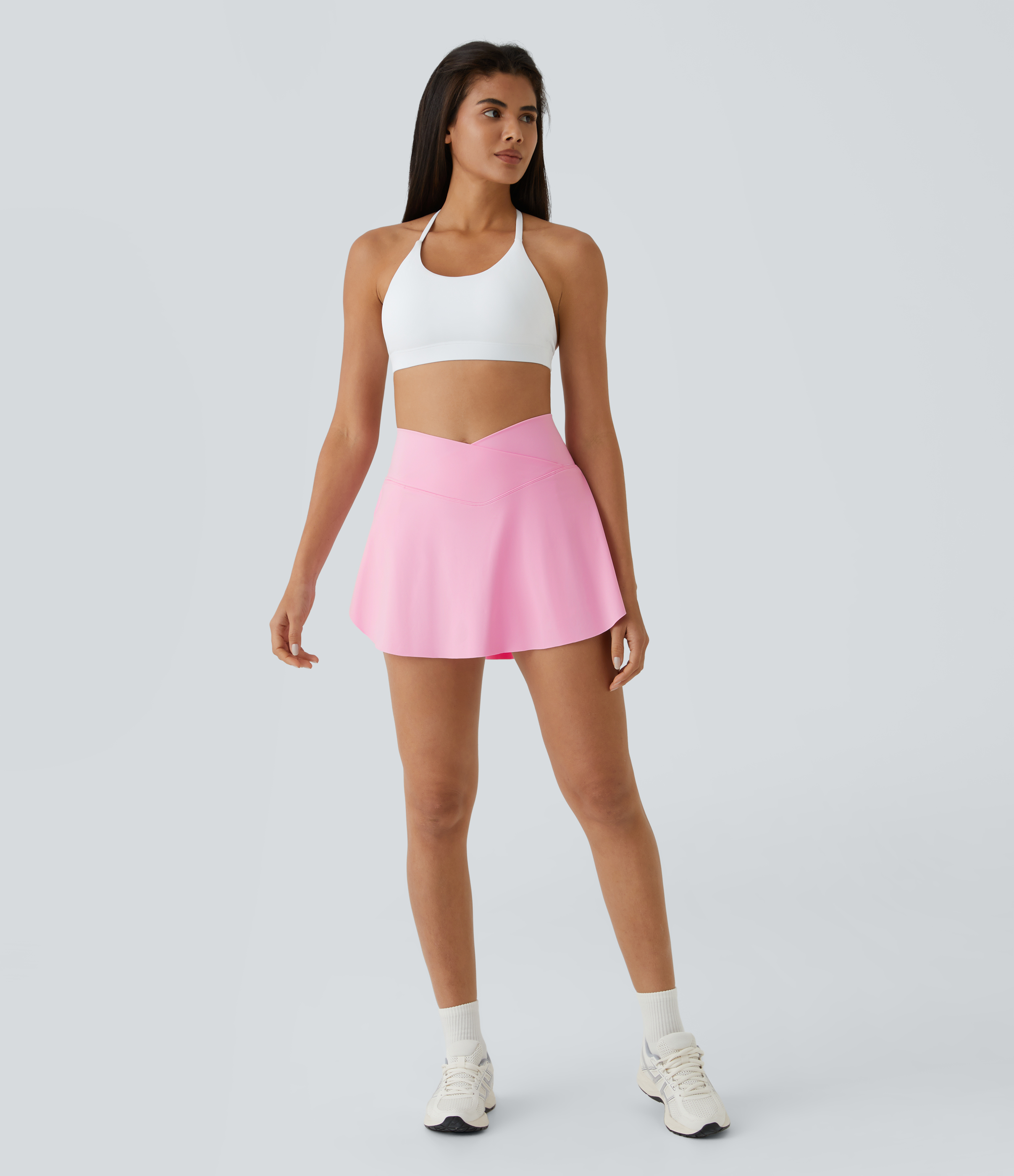 Halara Softlyzeroв„ў Airy Crossover Side Pocket 2-in-1 Cool Touch Tennis Skirt-Lucid-Longer Length  - Nosegay - M(Long) midi skirt a line skirt 