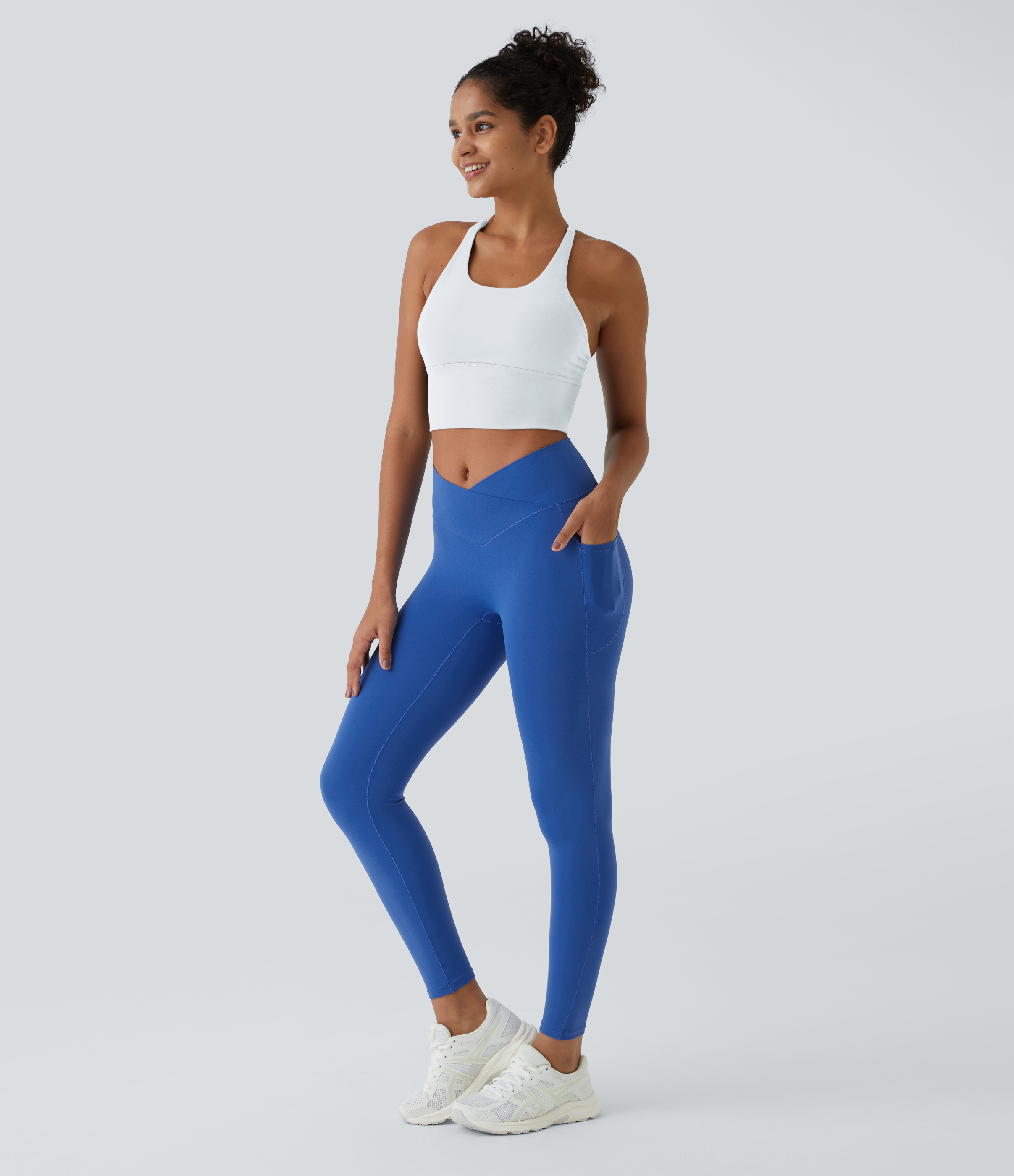 Halara Softlyzeroв„ў Crossover Pocket Plain Leggings-UPF50+  - Beaucoup Blue - XS(7/8) gym leggings leggings with pockets 