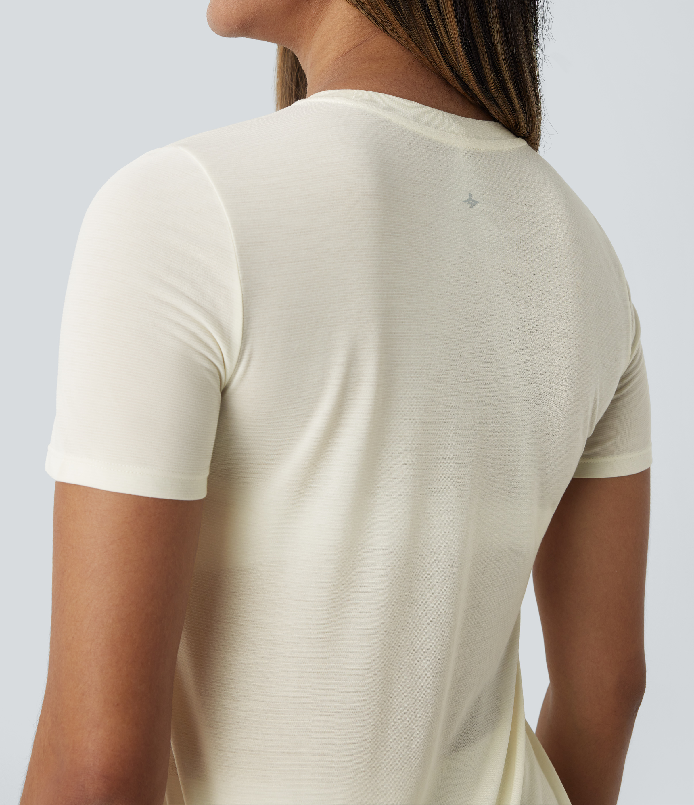 Halara Round Neck Curved Hem Quick Dry Yoga Sports Top  - Tofu - XL 