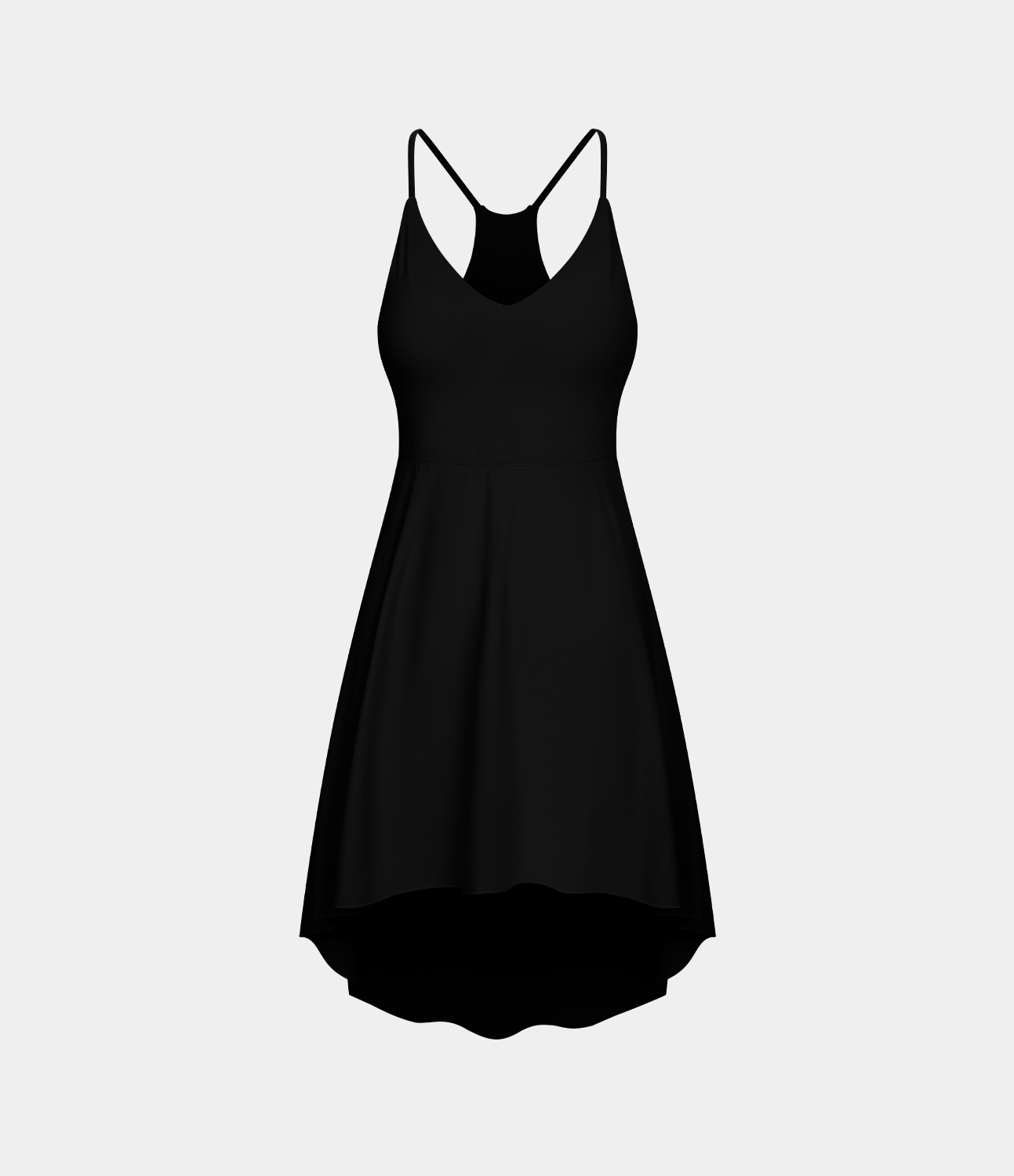 

Halara V Neck Backless Racerback Cut Out High Low Slip Dance Active Dress Workout Dress - Black