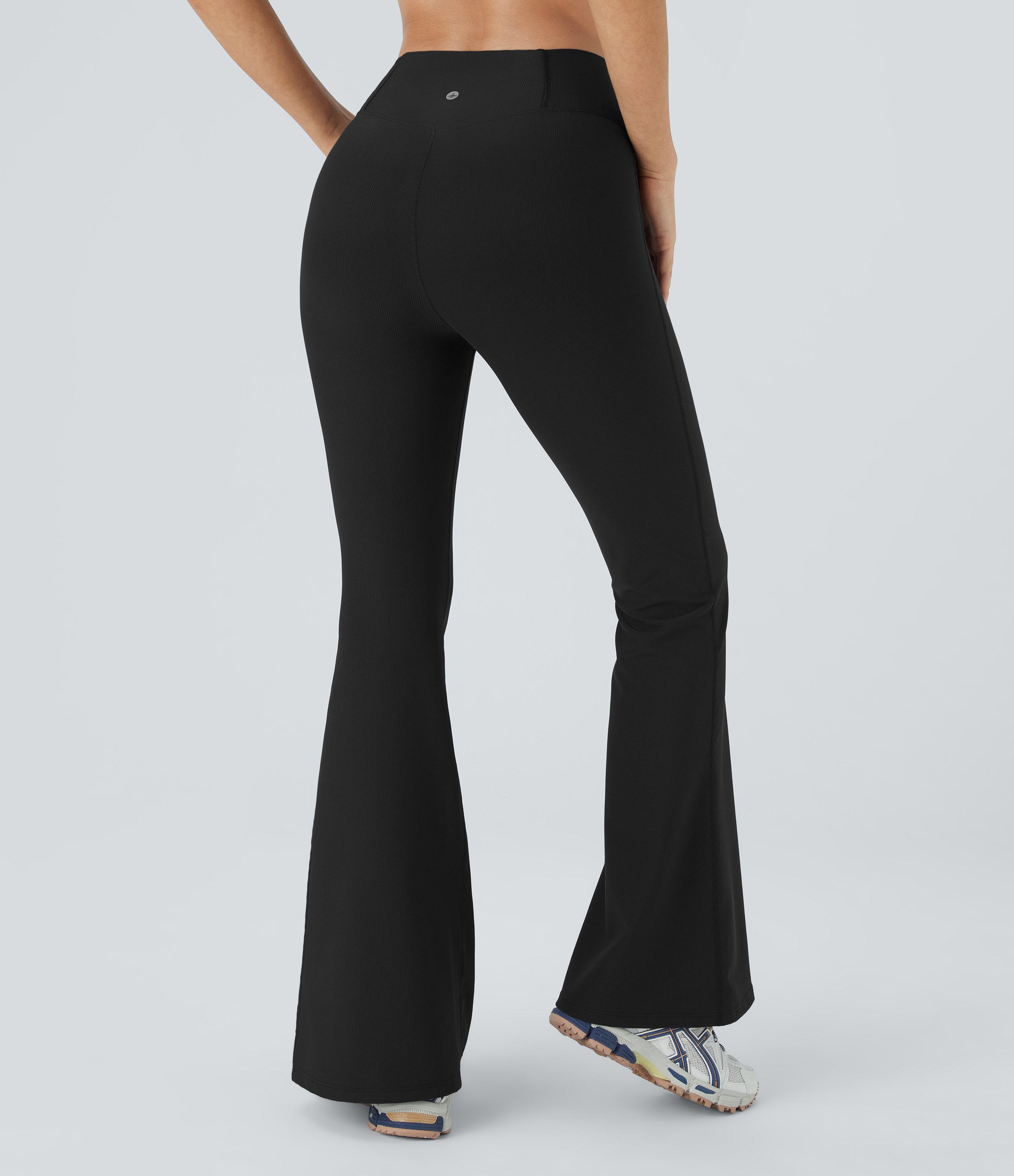 Halara Patitoffв„ў Flow Pet Hair Resistant Crossover High Waisted Back Pocket Super Flare Leggings  - Black - XS(petite) gym leggings 