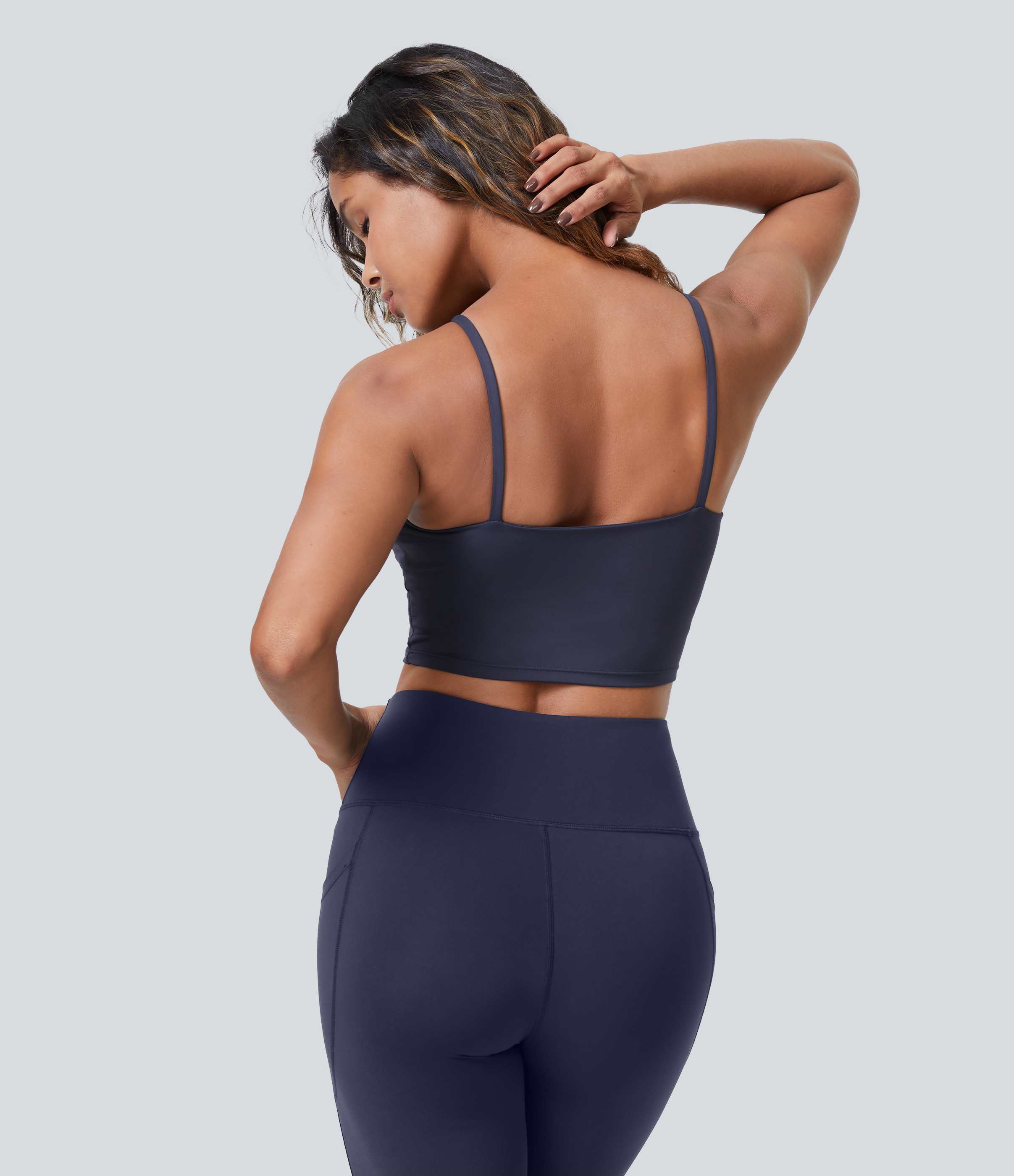 Halara PatitoffВ® 2.0 Pet Hair Resistant Padded Cropped Yoga Cami Tank Top - Mountain Blue - L golf tops halter top tunic tops sleeveless tops 