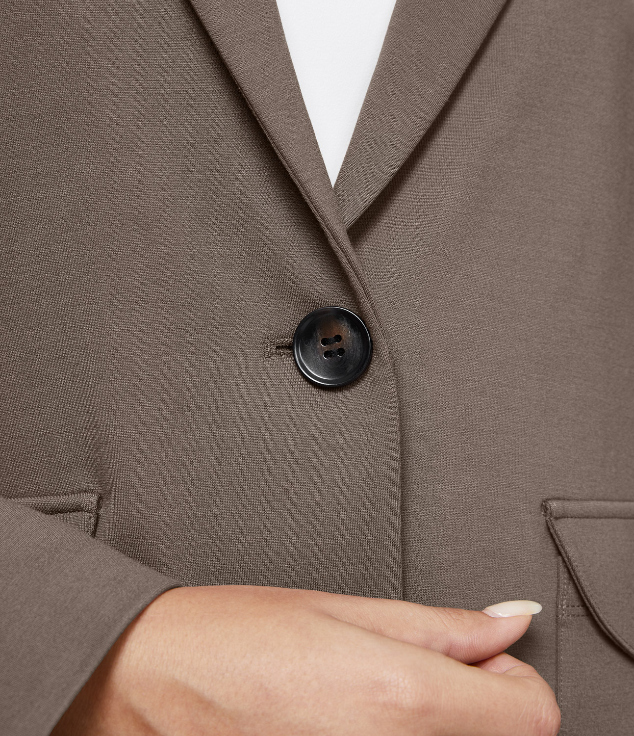 

Halara Notched Collar Shoulder Pads Button Side Pocket Work Blazer - Iron