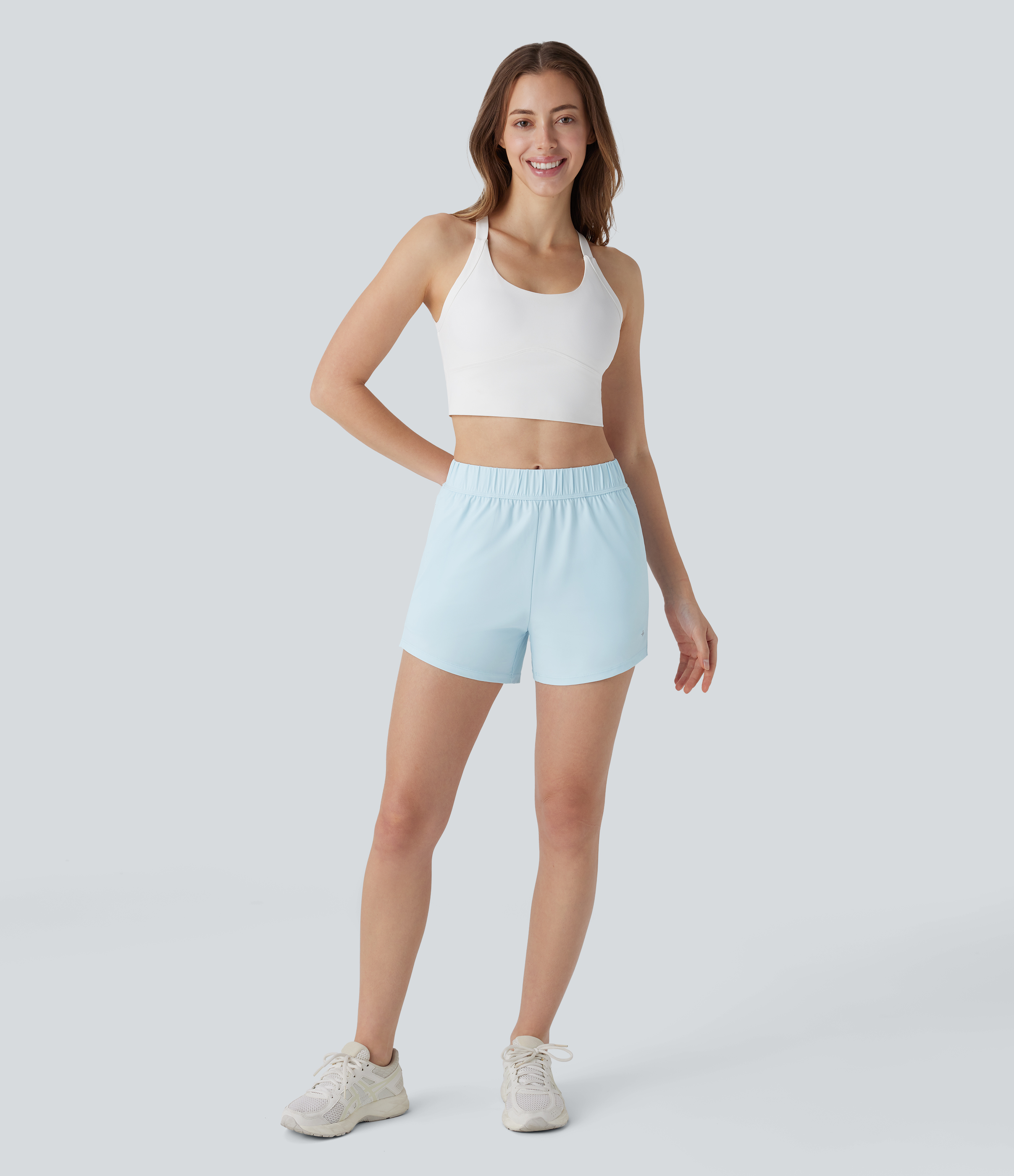 Halara Mid Rise Side Zipper Pockets Reflective Dots Split Hem Running Shorts Gym Short - Saltwater Slide - XL booty shorts compression shorts 