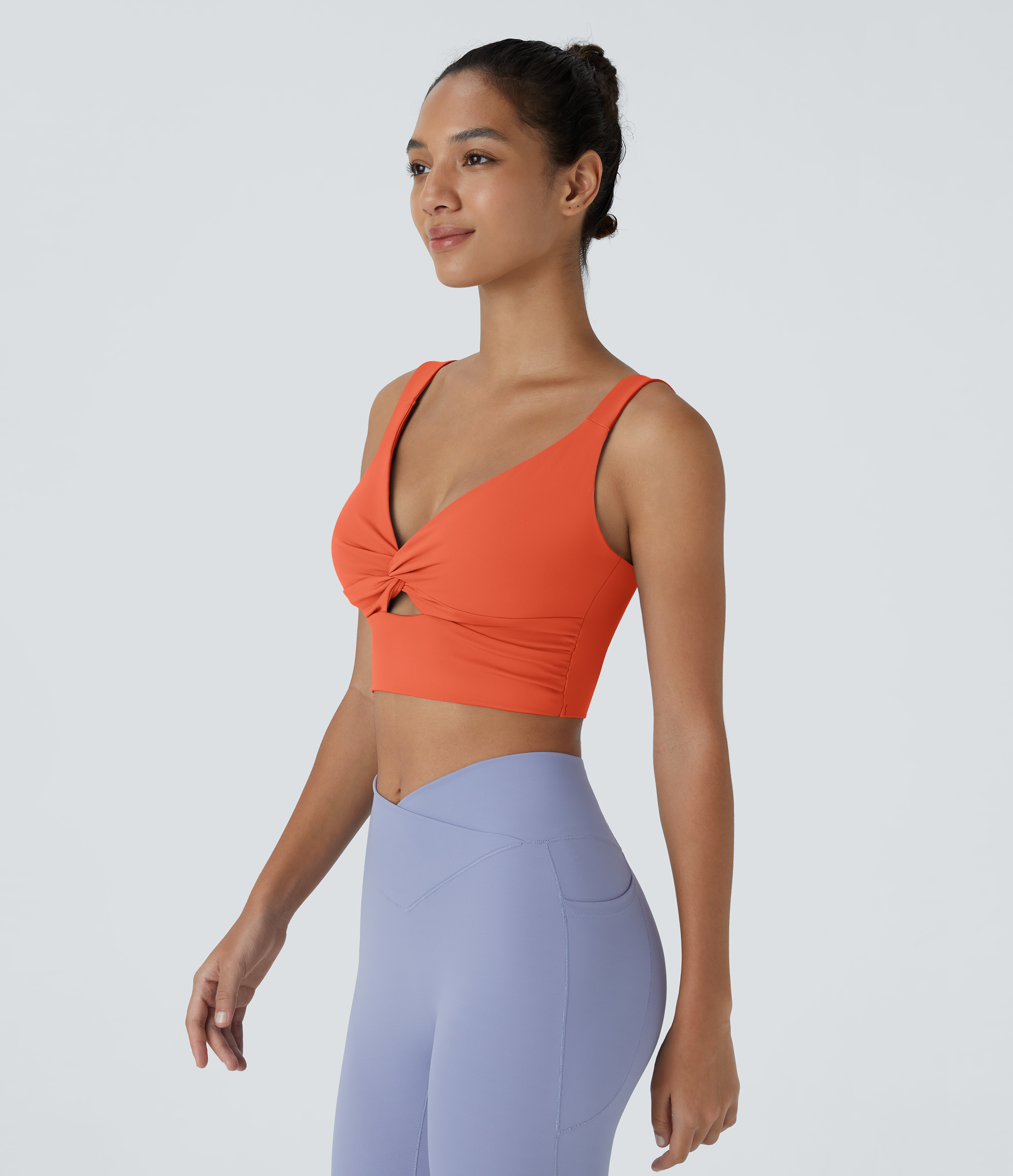 Halara Cloudfulв„ў Air Fabric Low Support Twisted Cut Out Backless Cool Touch Barre Ballet Dance Sports Bra  - Tigerlily - M push up bra 