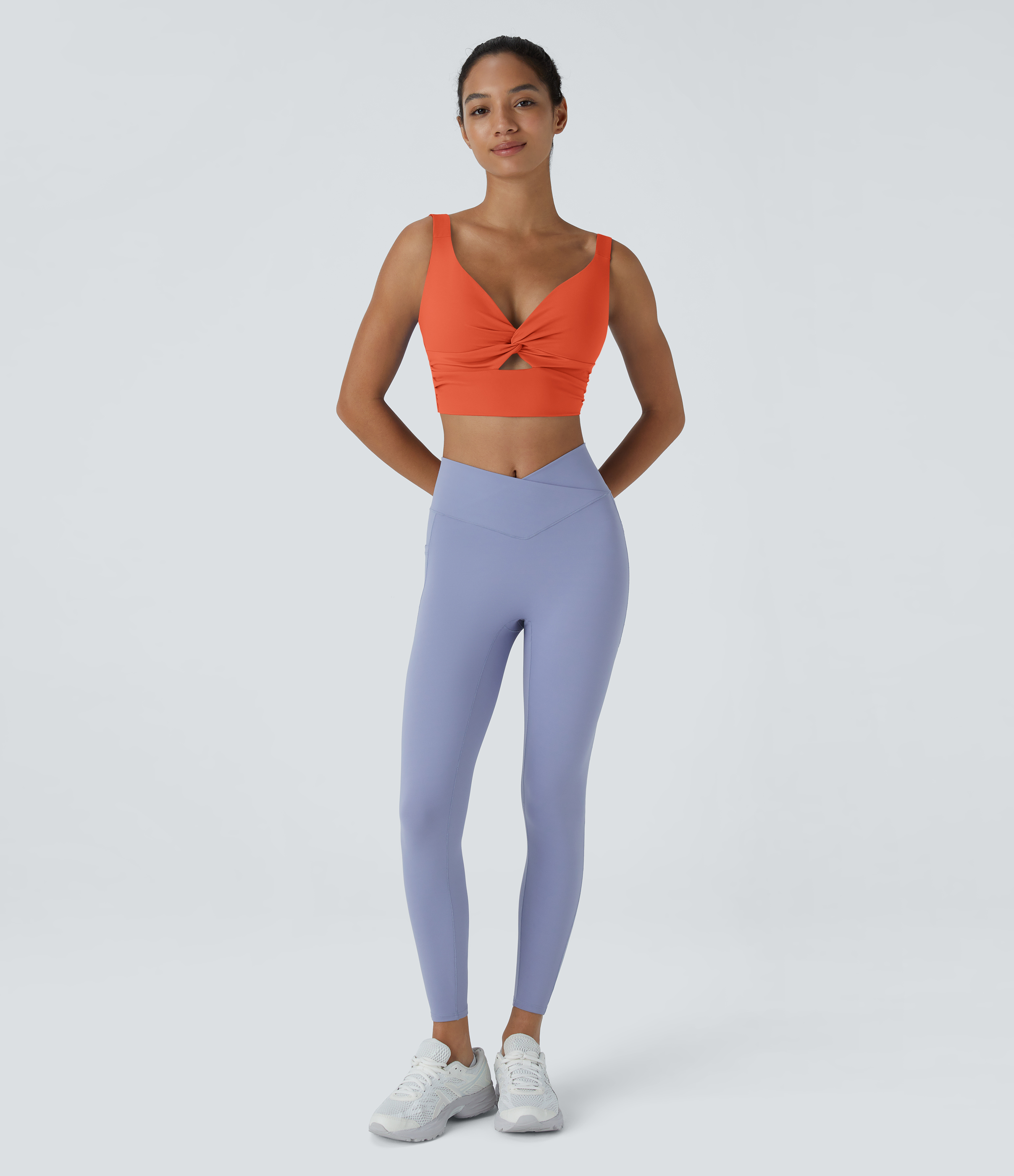 Halara Cloudfulв„ў Air Fabric Low Support Twisted Cut Out Backless Cool Touch Barre Ballet Dance Sports Bra  - Tigerlily - M push up bra 