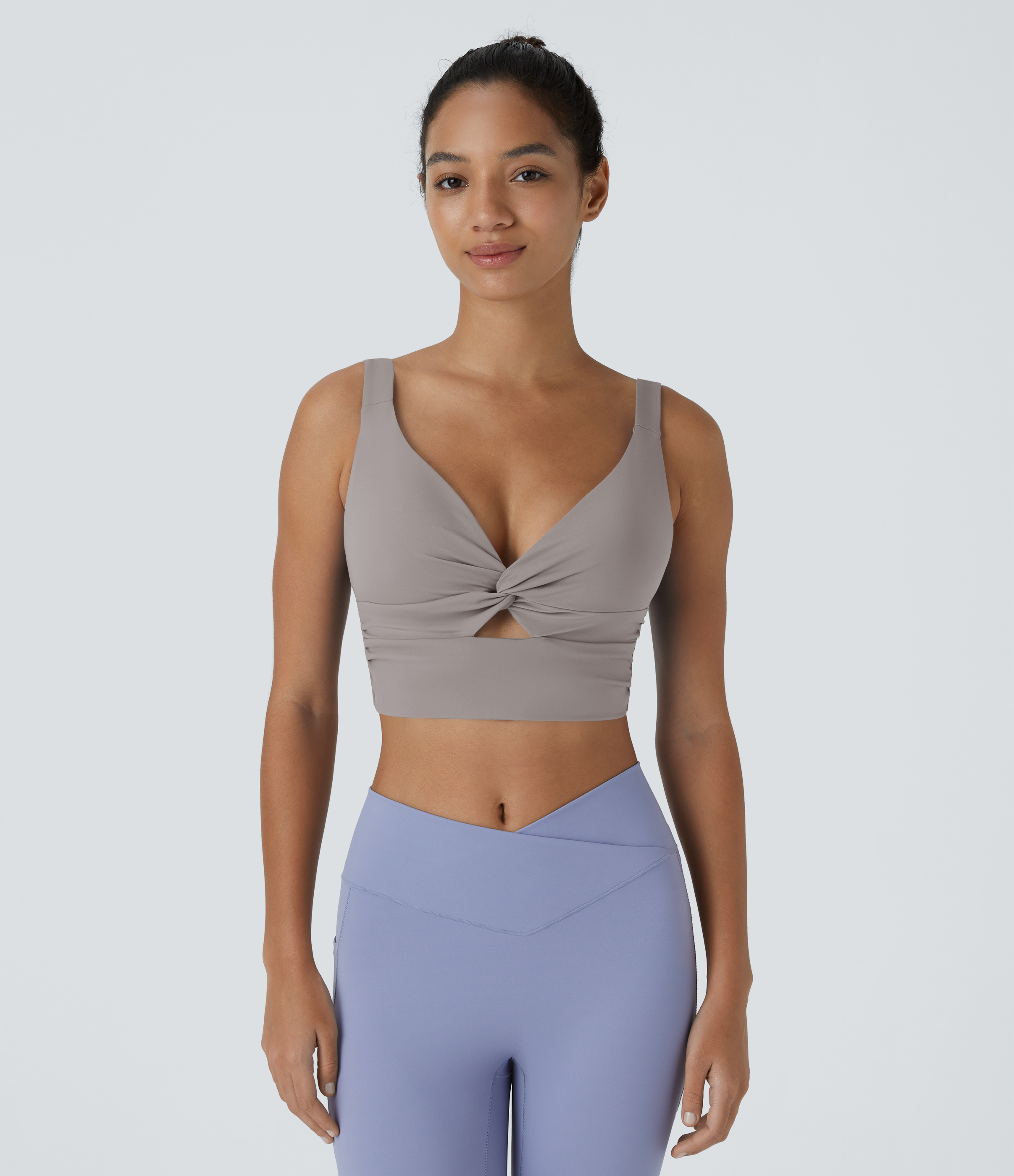 Halara Cloudfulв„ў Air Fabric Low Support Twisted Cut Out Backless Cool Touch Barre Ballet Dance Sports Bra  - Steel Gray - S push up bra 