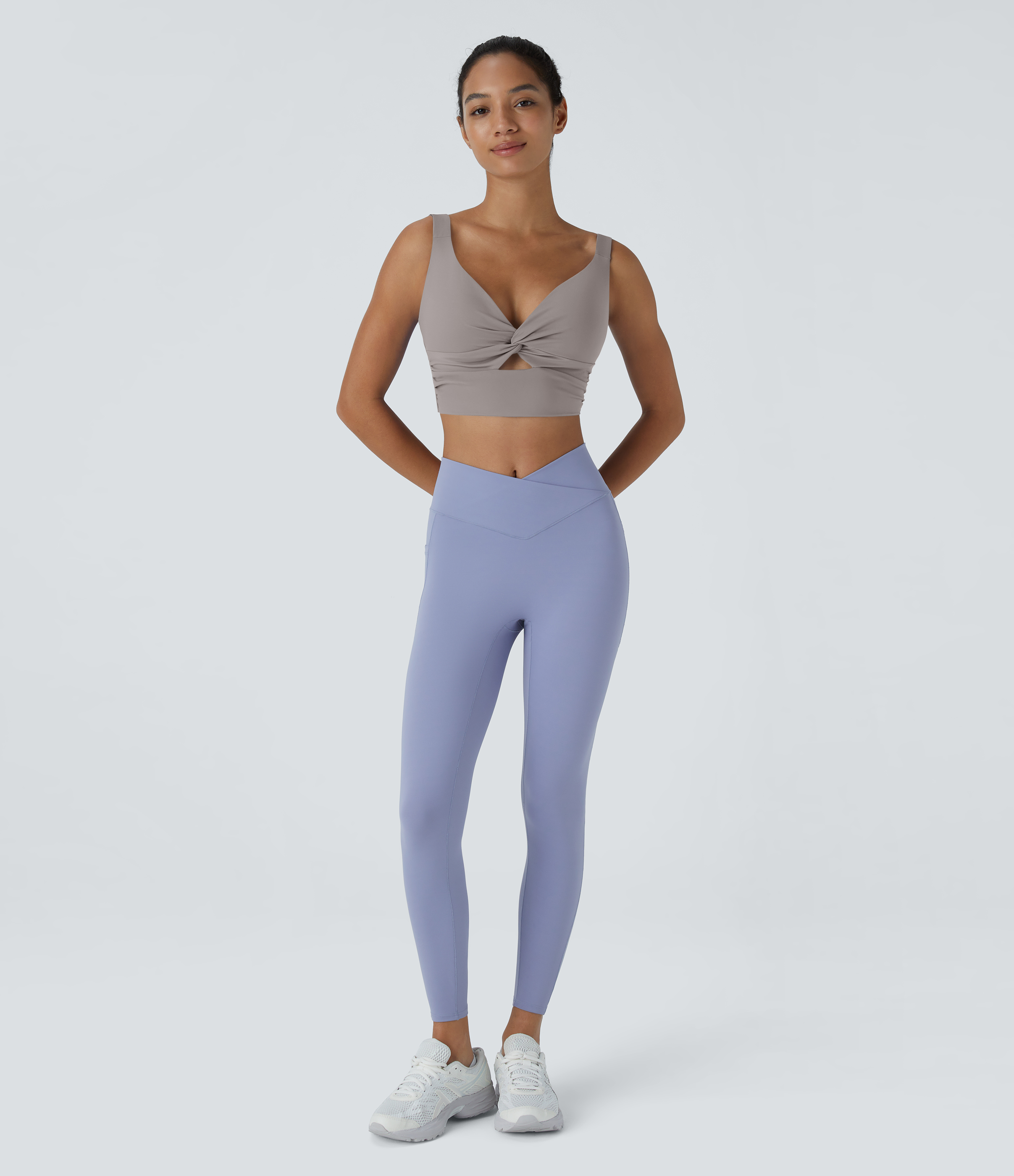 Halara Cloudfulв„ў Air Fabric Low Support Twisted Cut Out Backless Cool Touch Barre Ballet Dance Sports Bra  - Steel Gray - S push up bra 