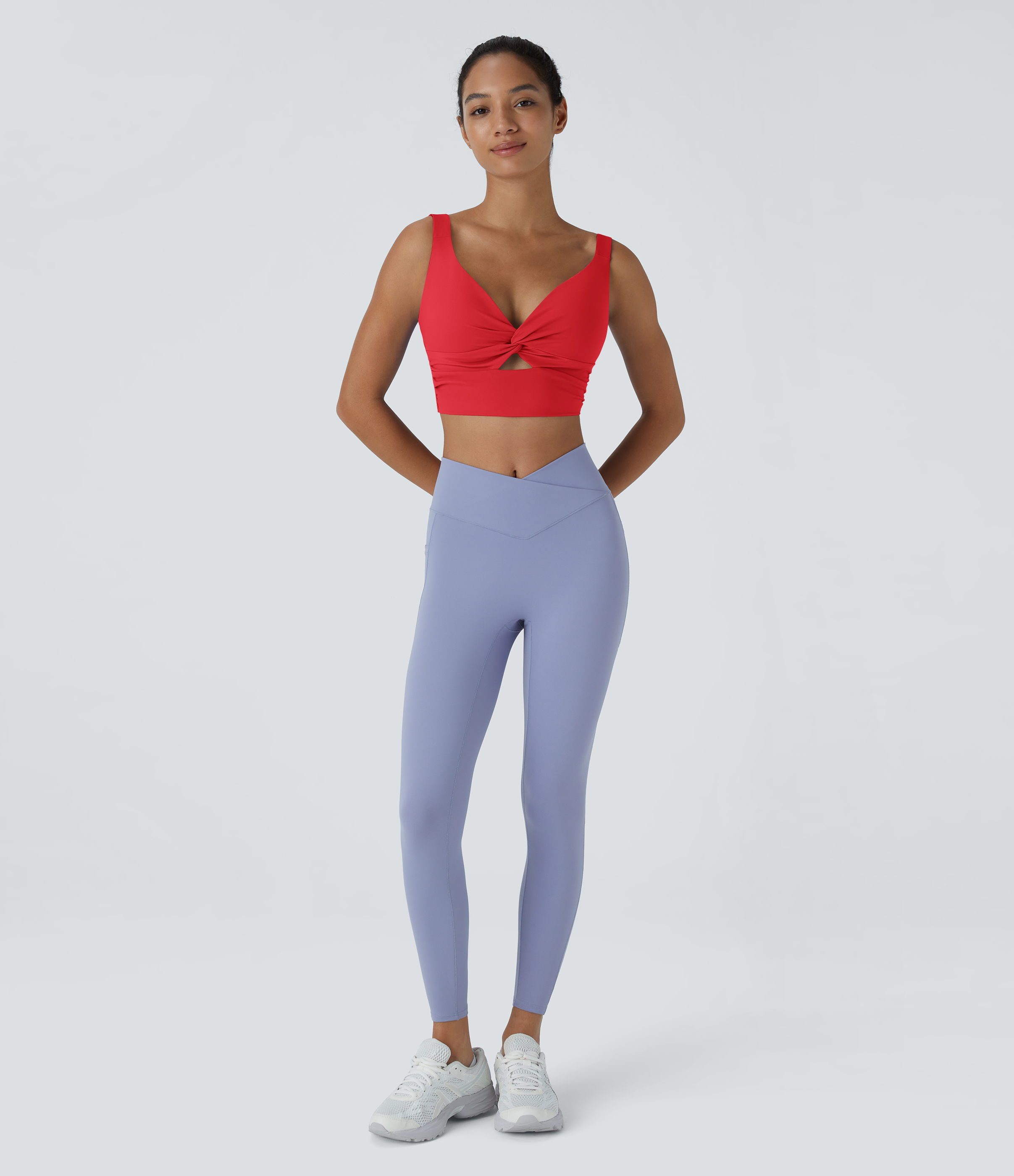 Halara Cloudfulв„ў Air Fabric Low Support Twisted Cut Out Backless Cool Touch Barre Ballet Dance Sports Bra  - Poinsettia - L push up bra 
