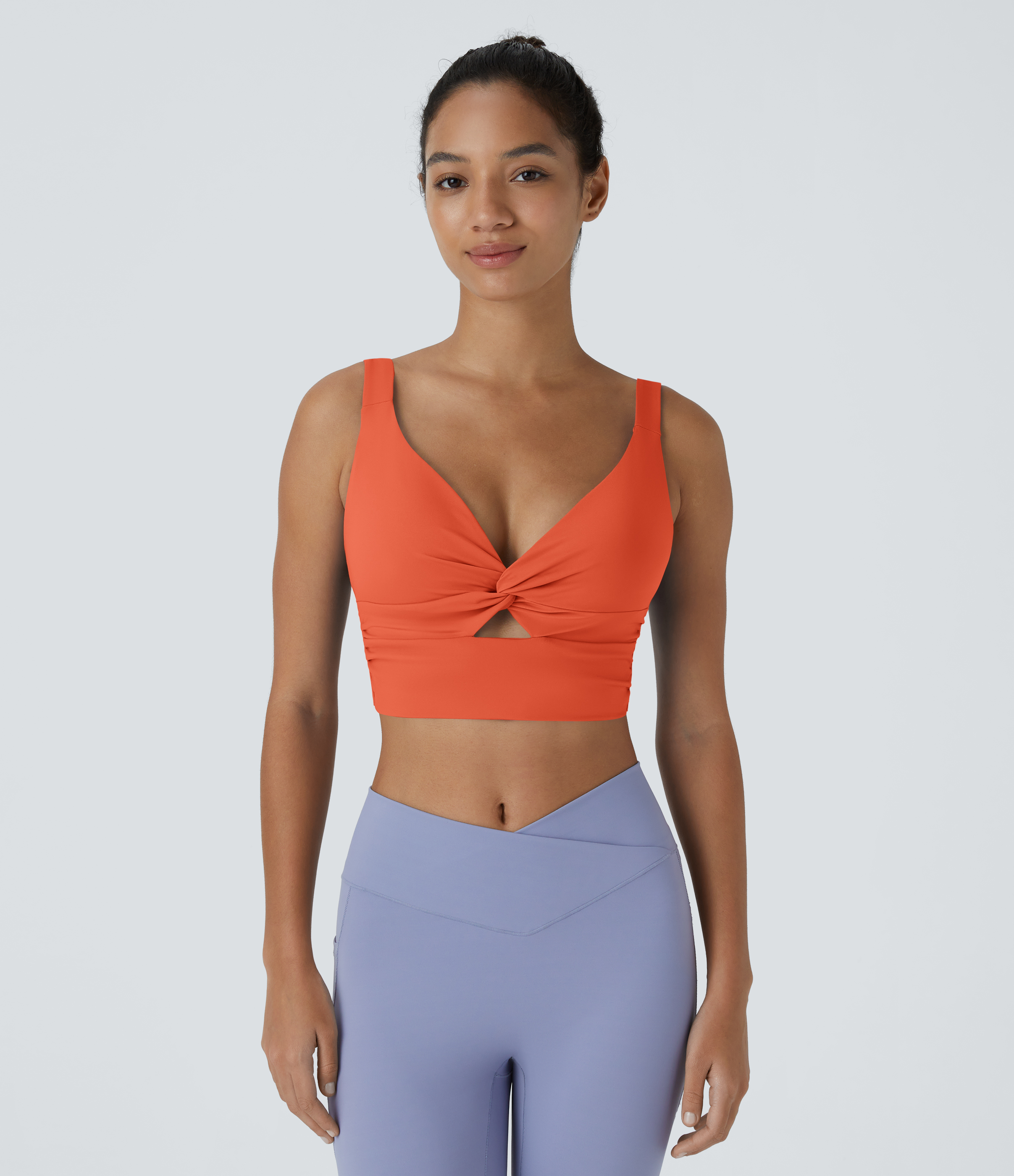 Halara Cloudfulв„ў Air Fabric Low Support Twisted Cut Out Backless Cool Touch Barre Ballet Dance Sports Bra  - Tigerlily - M push up bra 