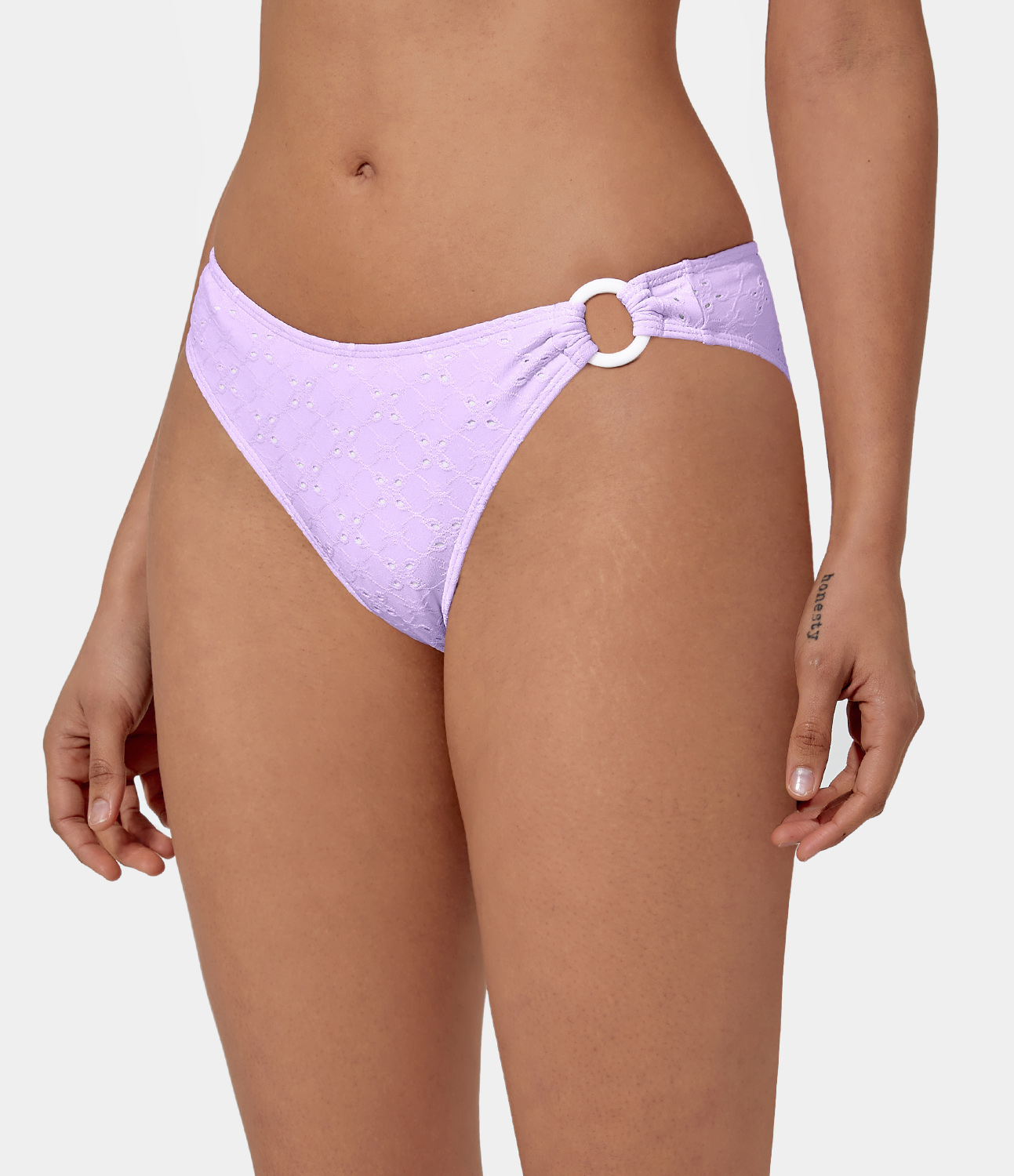 Halara Solid Jacquard Bikini Bottom  - Light Purple - XL 