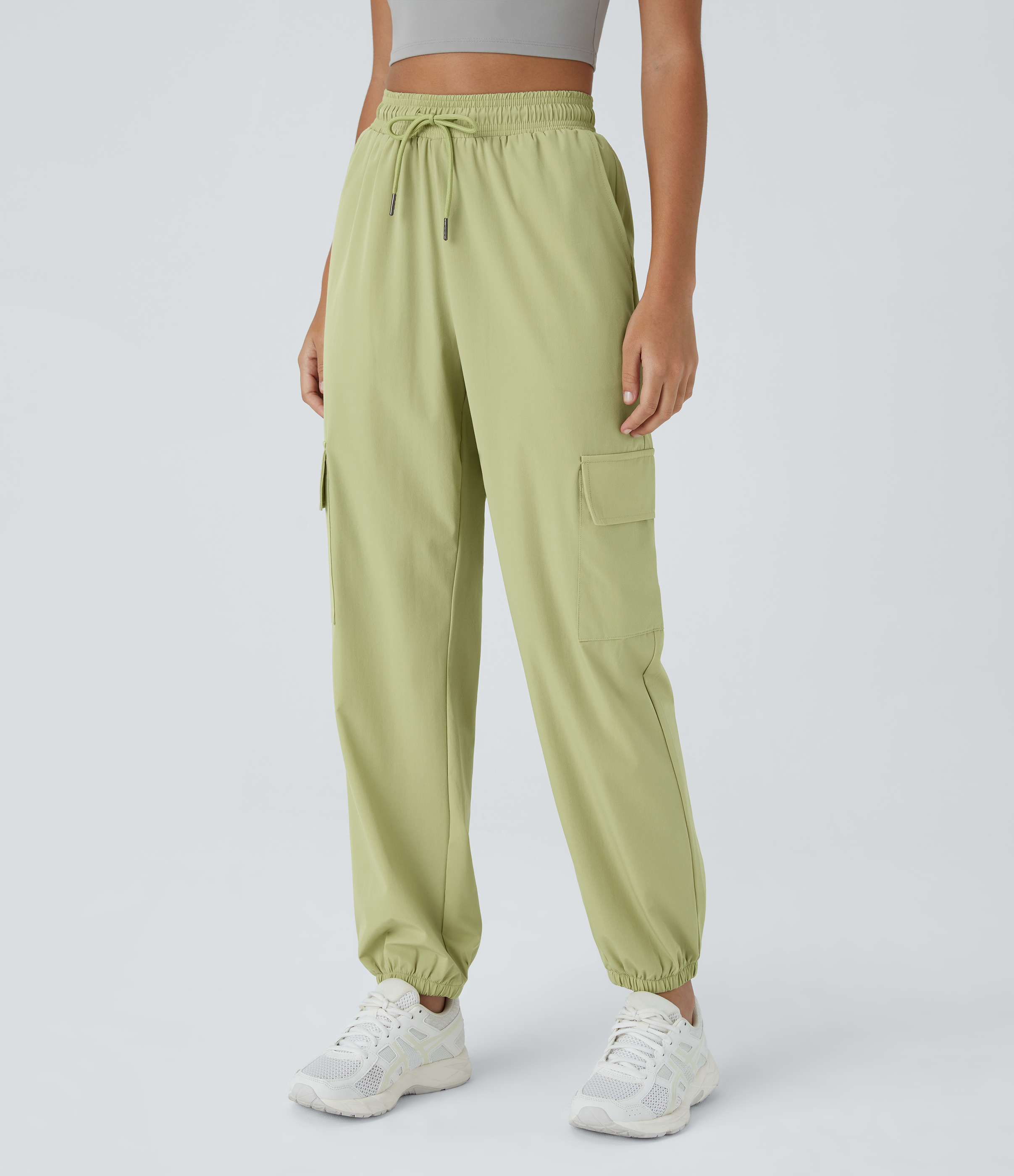 Halara Mid Rise Drawstring Side Pocket Casual Cargo Joggers  - Winter Pear - S 