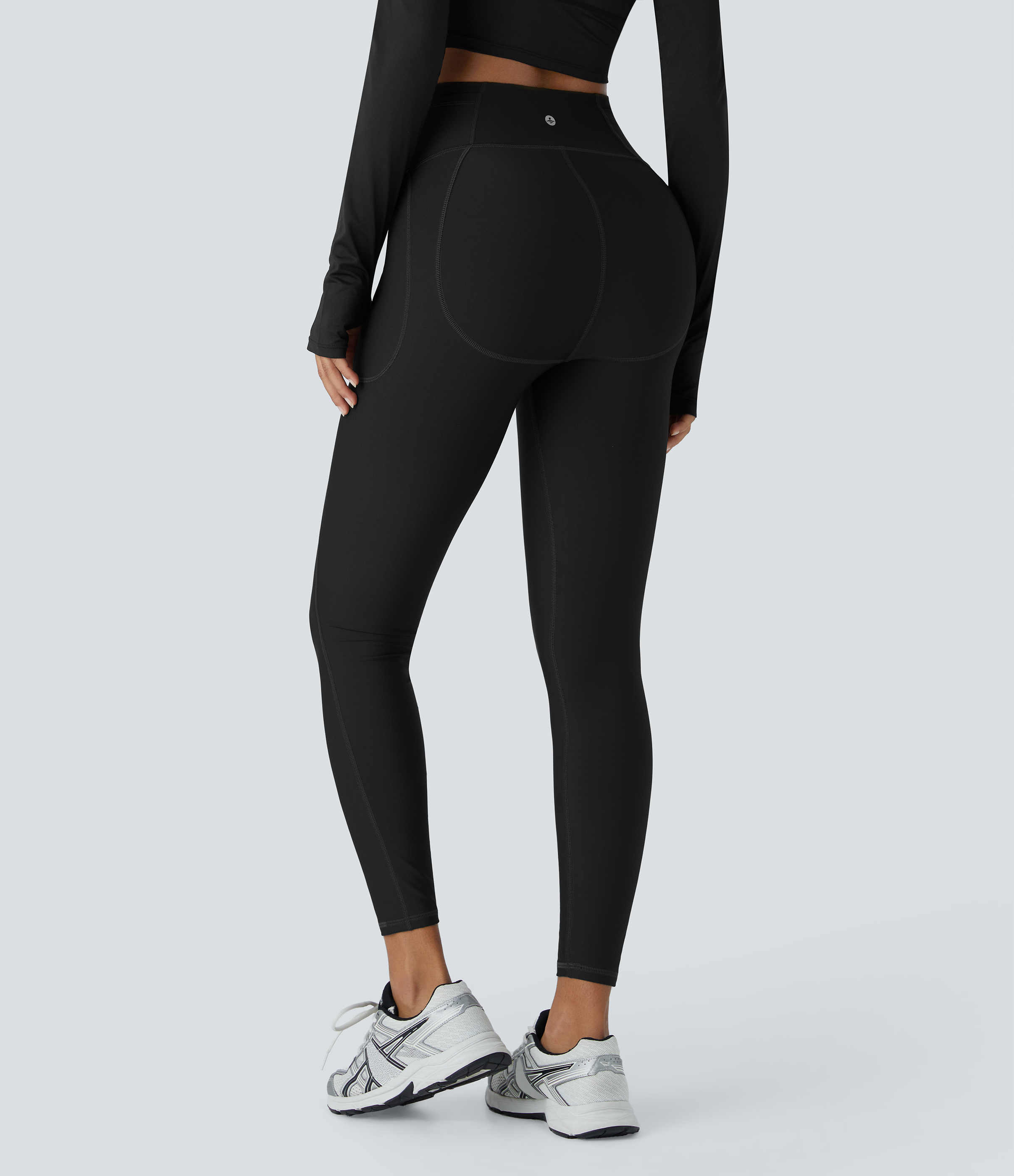 Halara SoCinched Wear-Resistant High Waisted Tummy Control Multiple Pockets 7/8 Rock Climbing Leggings  - Black - M(7/8) gym leggings 