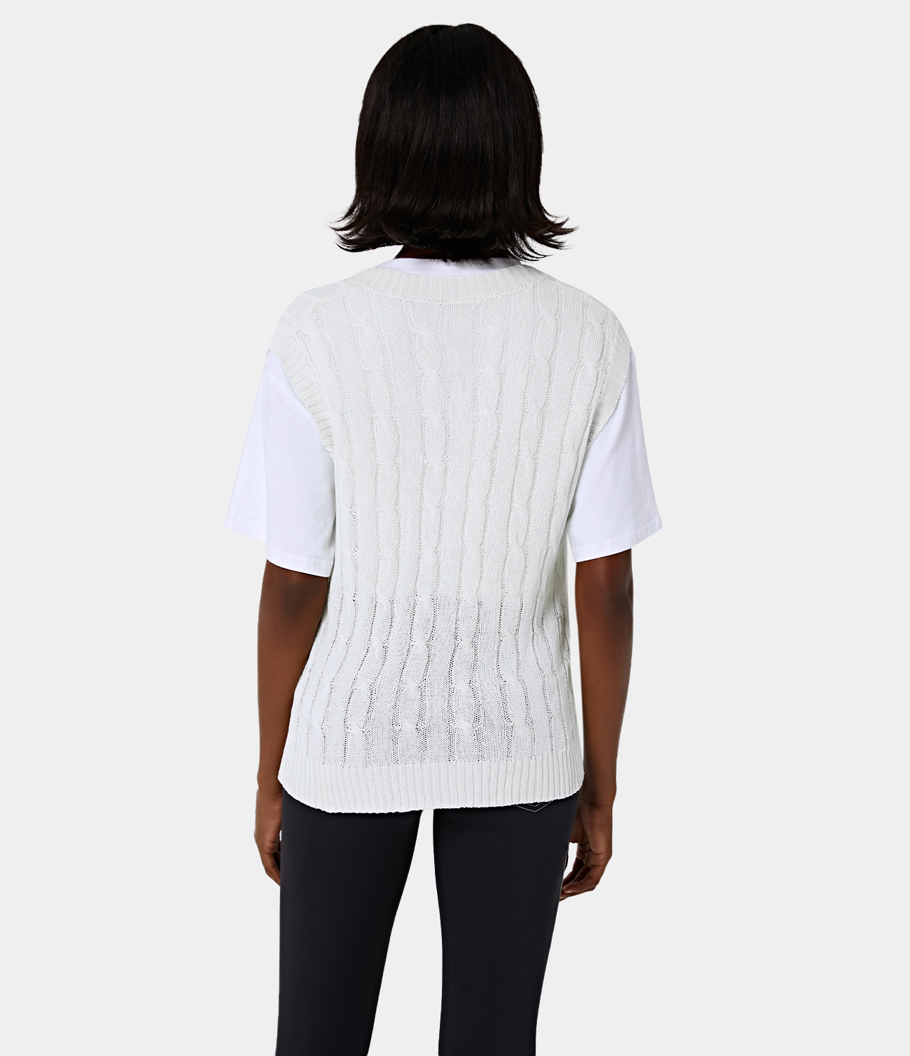 Women's V Neck Plain Knit Tank Top HALARA