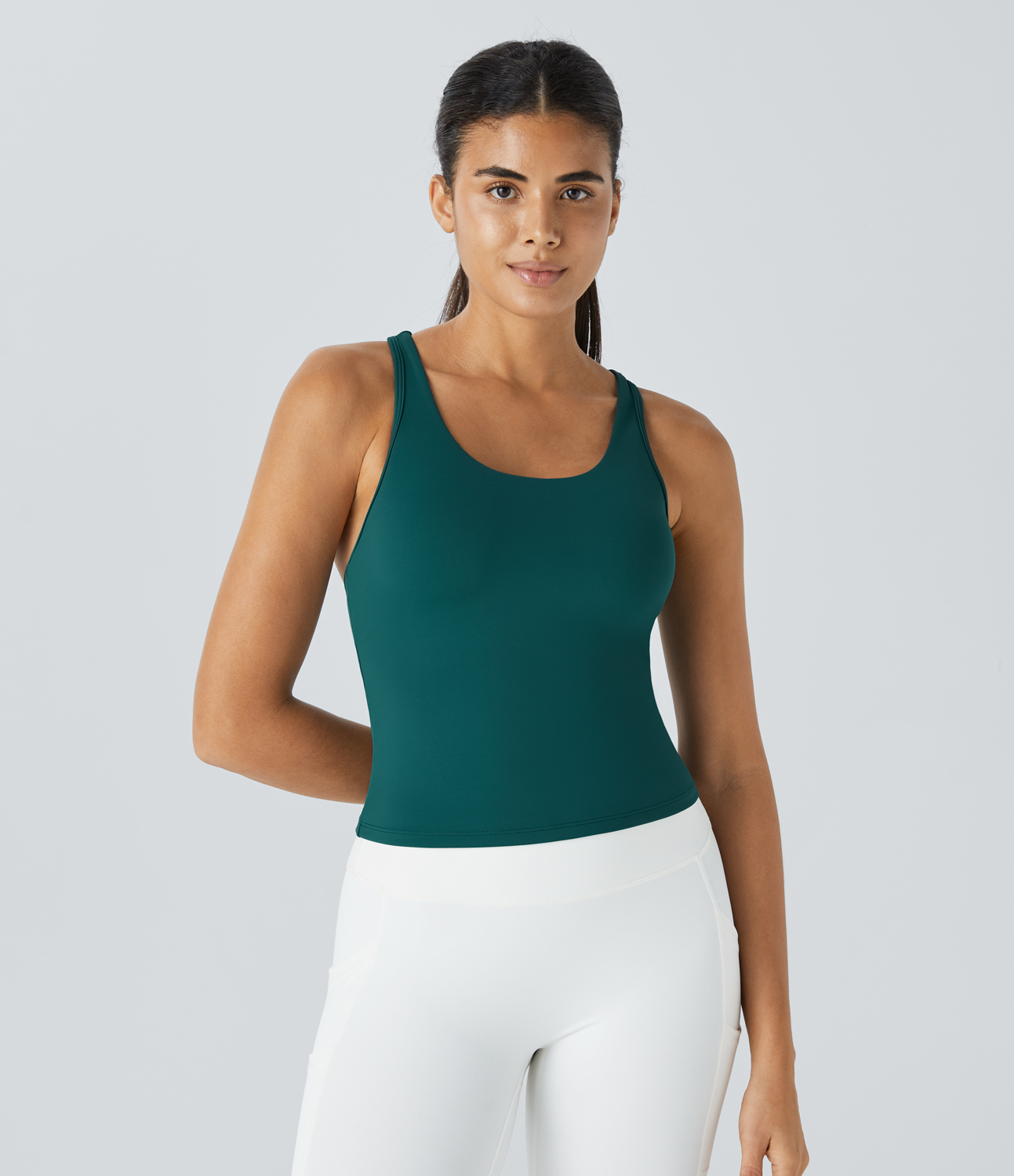 Halara SpeedWaveв„ў U Neck Racerback Cut Out Quick Dry Running Tank Top Tank Top - Spruced-up - L golf tops halter top tunic tops 