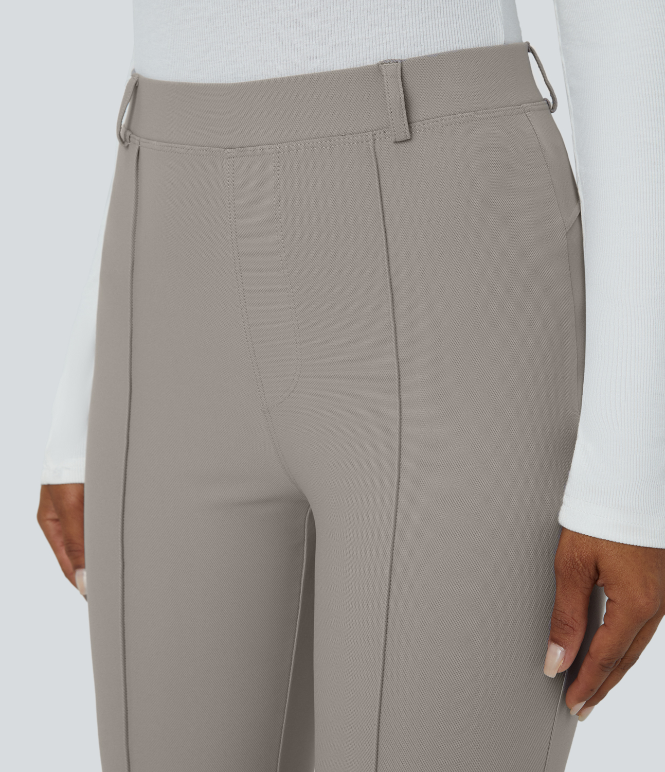 Halara Halara Flexв„ў High Waisted Back Pocket Twill Work Slight Flare Pants  - Elephant Skin - XL(regular) sweatpants jogger pants 