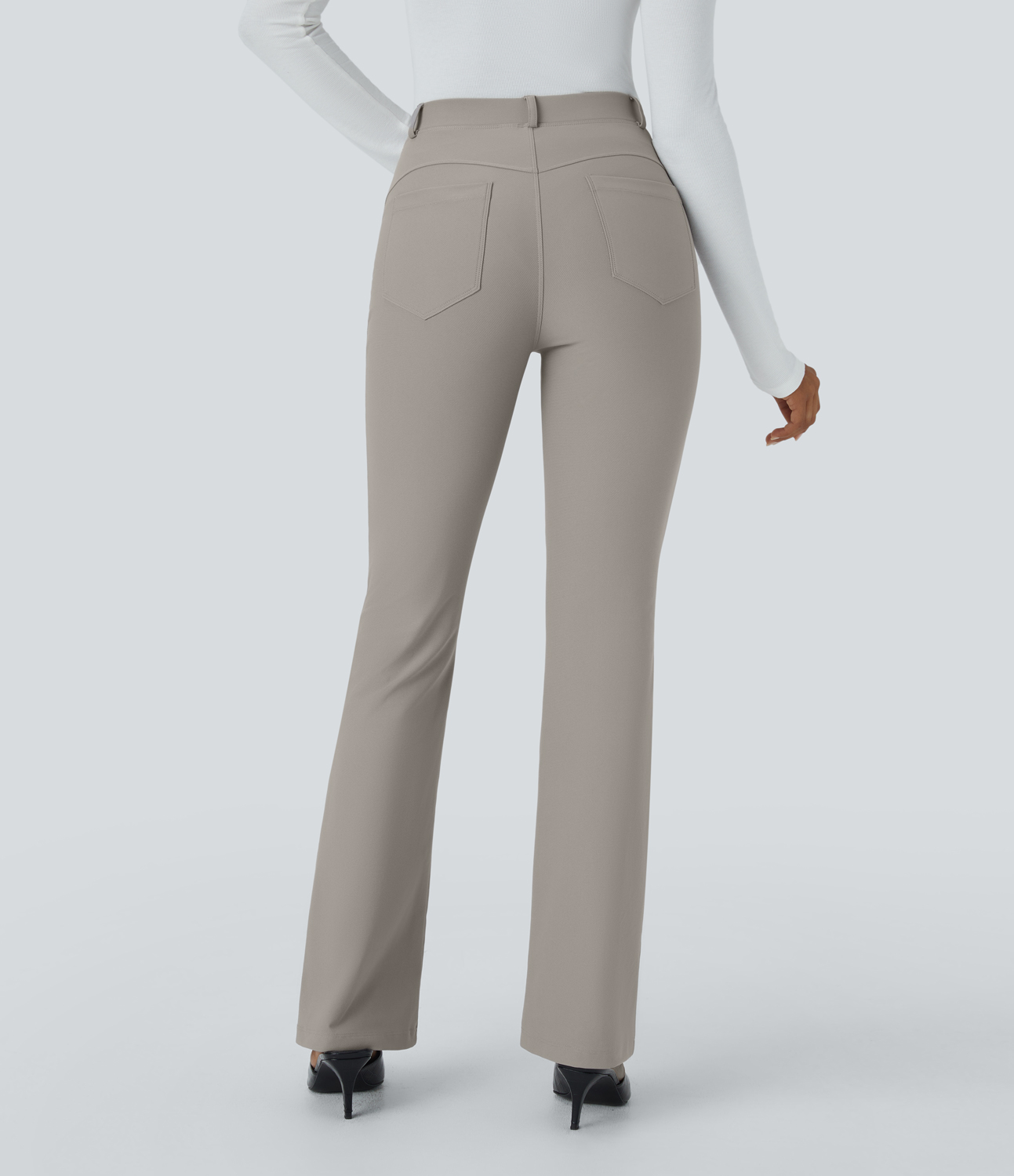 Halara Halara Flexв„ў High Waisted Back Pocket Twill Work Slight Flare Pants  - Elephant Skin - XL(regular) sweatpants jogger pants 