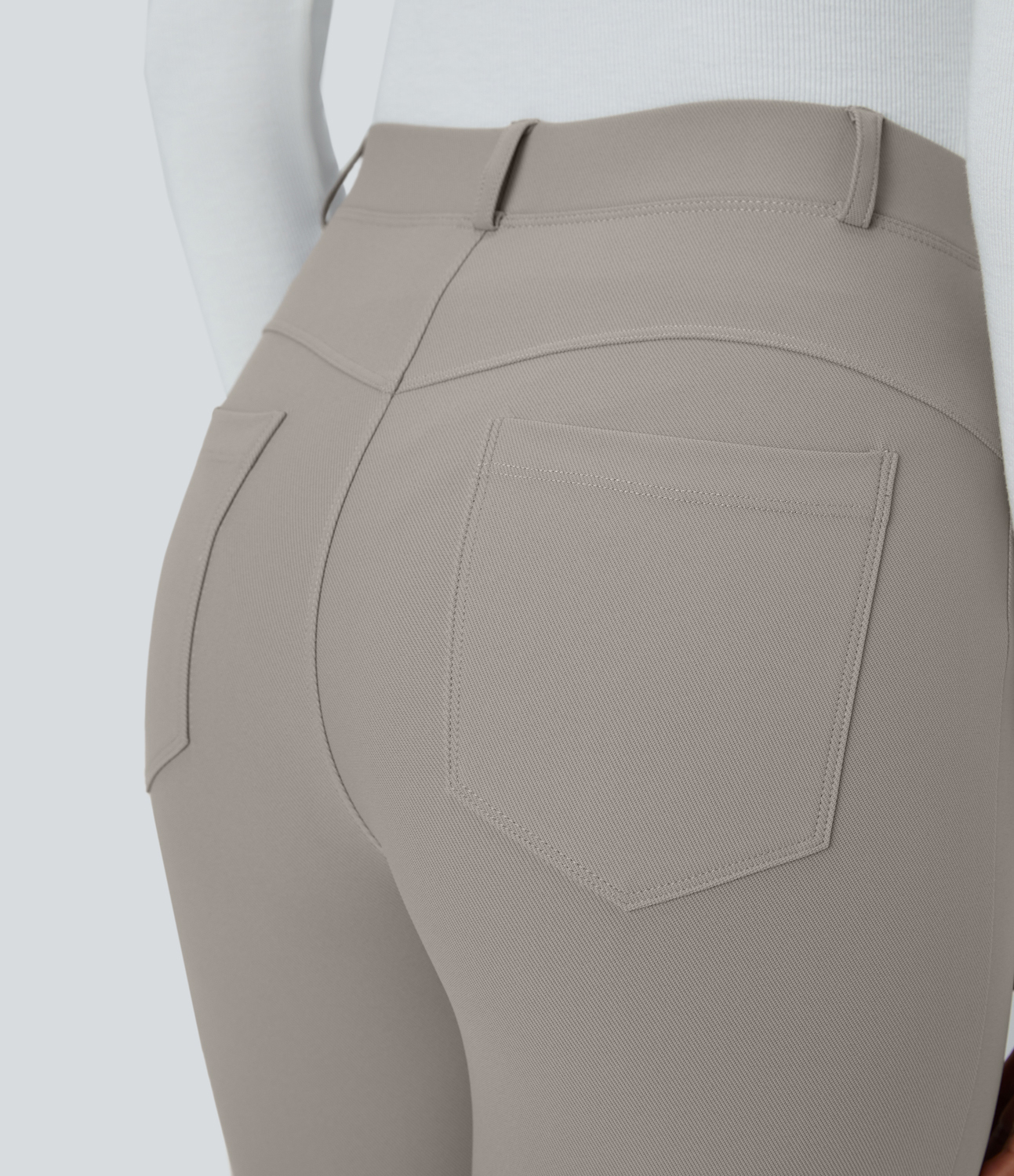 Halara Halara Flexв„ў High Waisted Back Pocket Twill Work Slight Flare Pants  - Elephant Skin - XL(regular) sweatpants jogger pants 