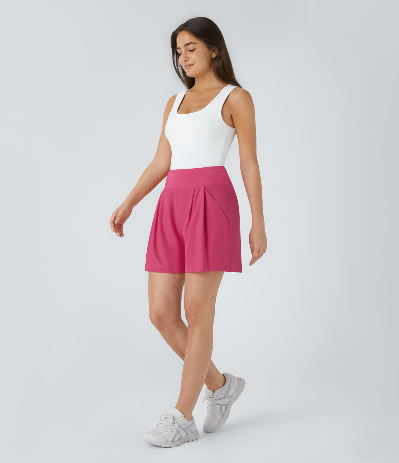 Halara High Waisted Multiple Pockets Plicated Yoga Shorts Gym Short - Pink FlambГ© - L booty shorts compression shorts yoga shorts 
