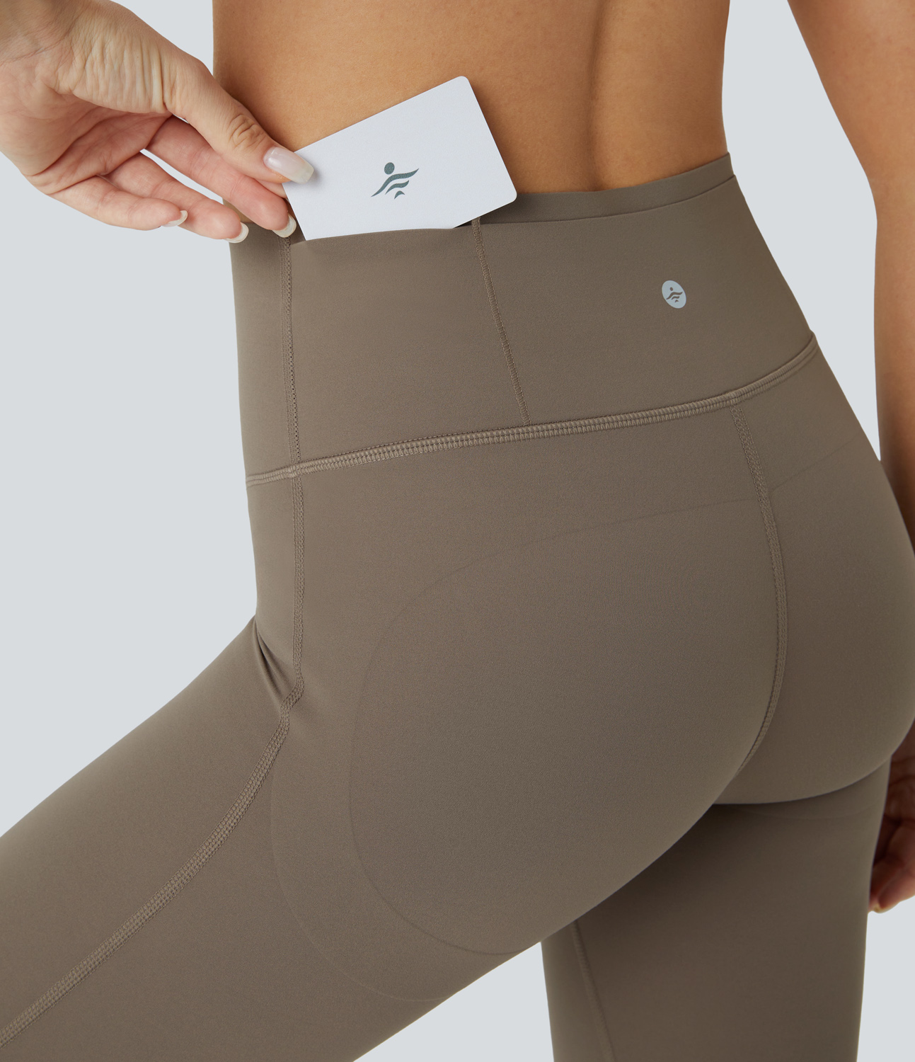 Halara SoCinched High Waisted Butt Lifting Tummy Control Multiple Pockets 7/8 Workout UltraSculpt Leggings  - Dawn Brown - S(7/8) 