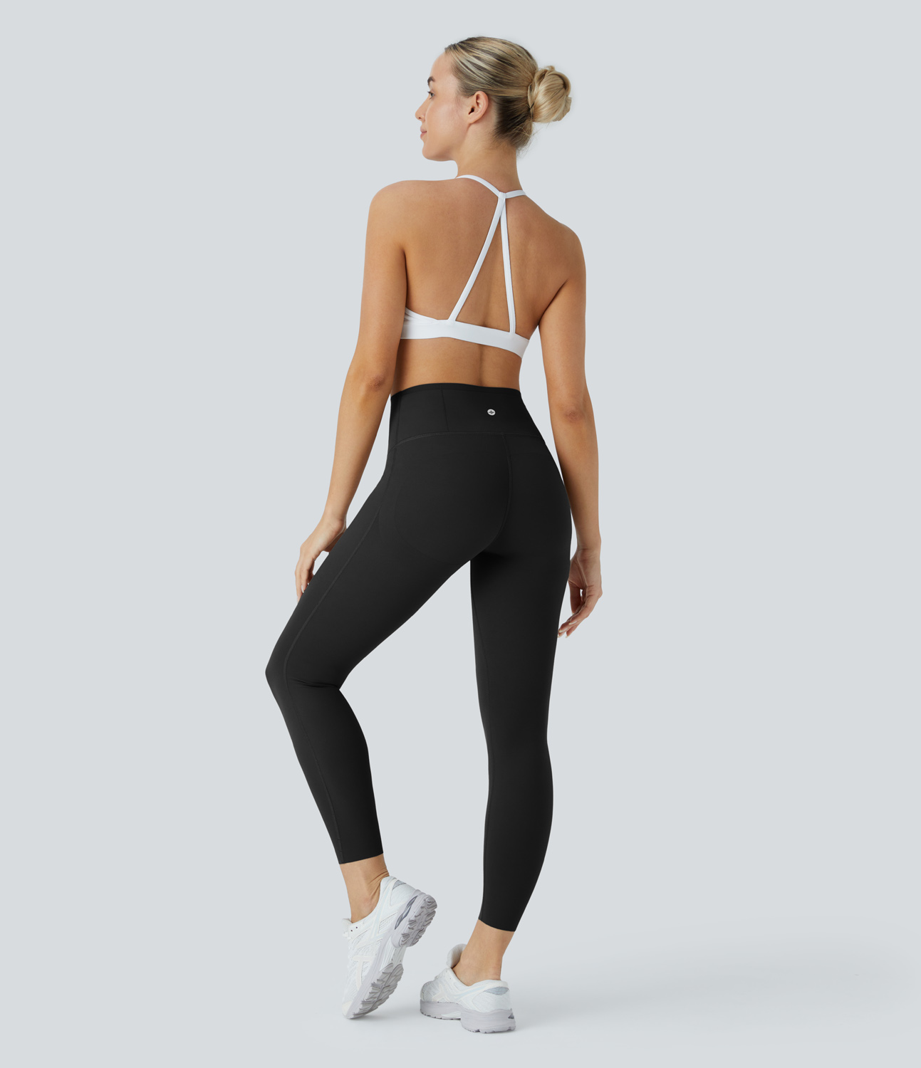 Halara SoCinched High Waisted Butt Lifting Tummy Control Multiple Pockets 7/8 Workout UltraSculpt Leggings  - Black - XS(7/8) gym leggings 
