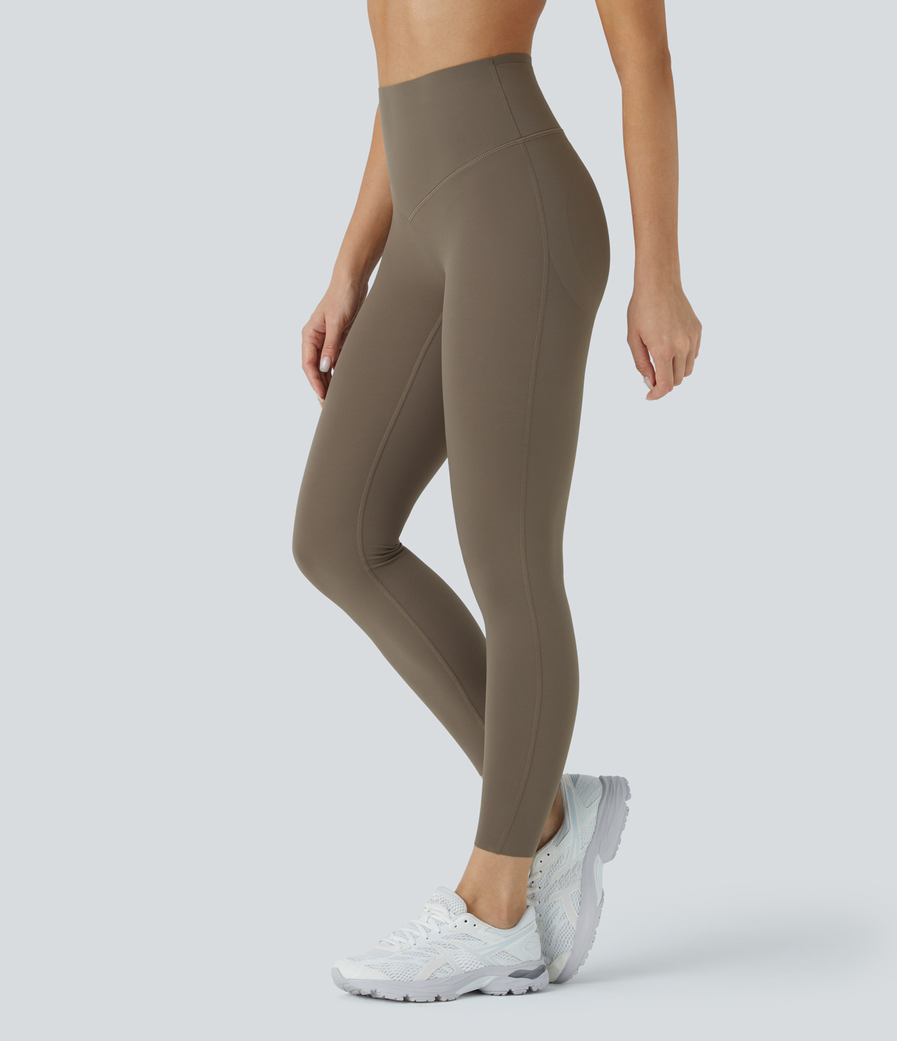 Halara SoCinched High Waisted Butt Lifting Tummy Control Multiple Pockets 7/8 Workout UltraSculpt Leggings  - Dawn Brown - S(7/8) 