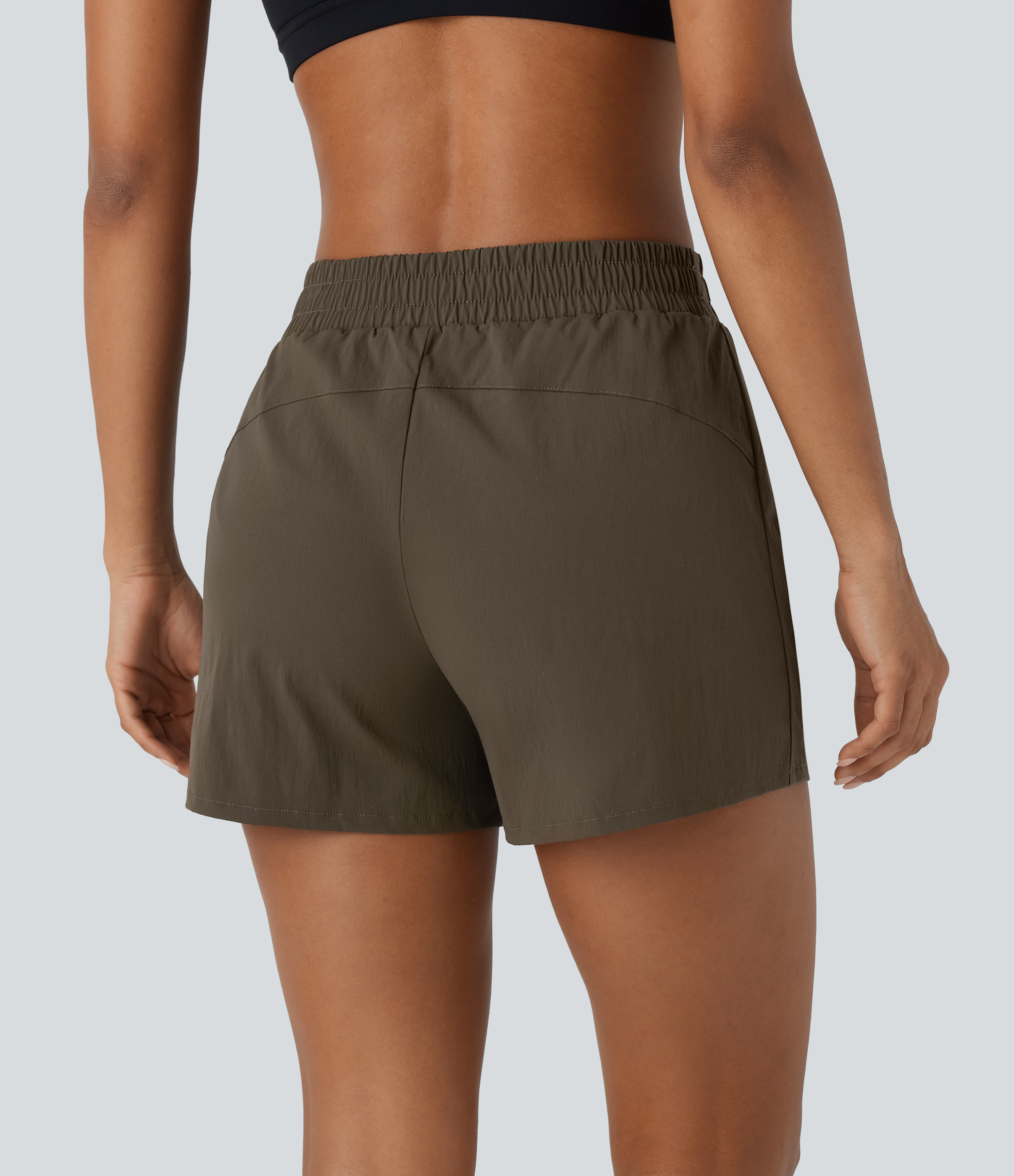 Halara Water Repellent Mid High Waisted Multiple Pockets Ripstop Hiking Shorts 3.5`` Gym Short - Twilight Green - XL booty shorts 