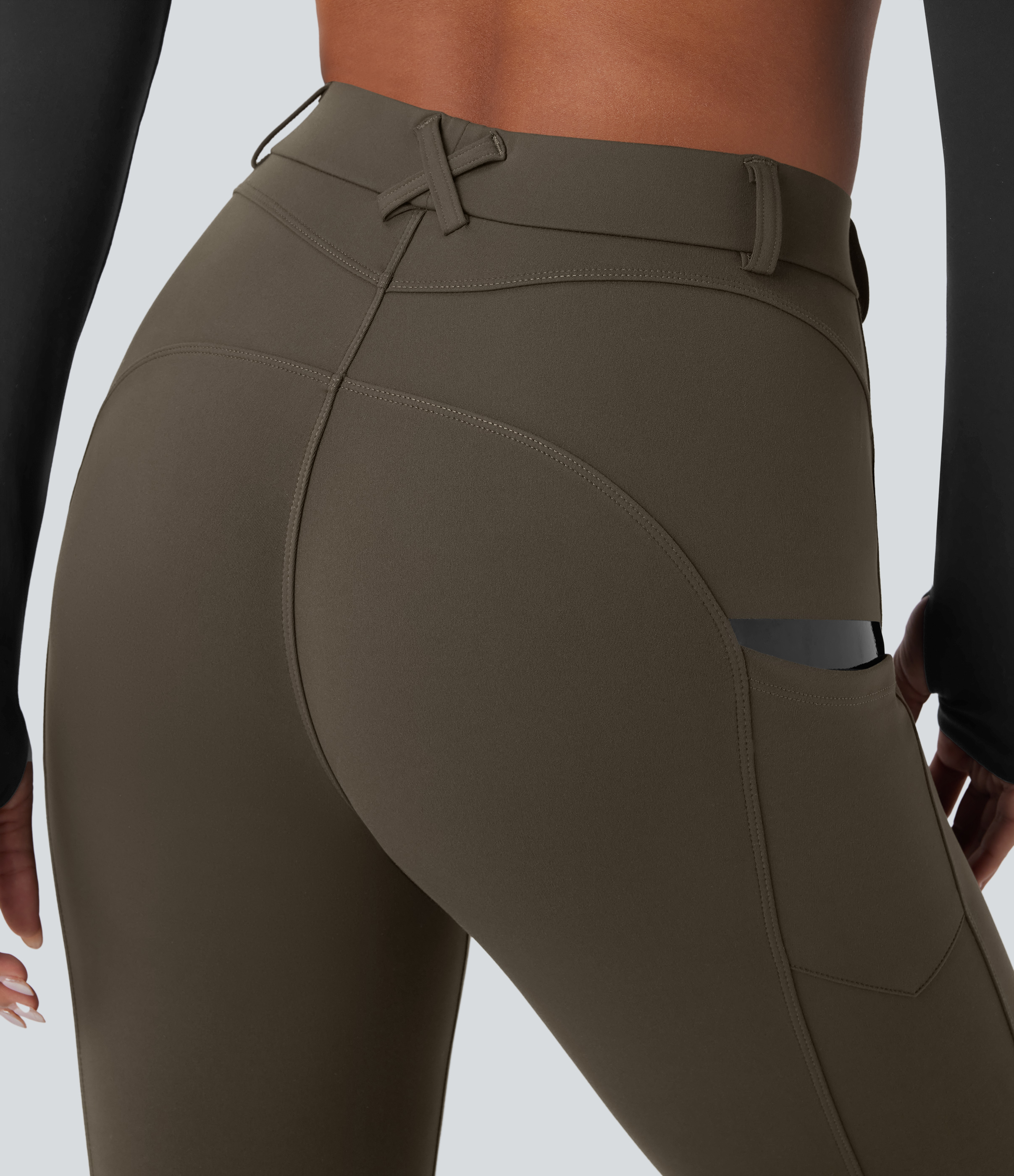 Halara HaloTek Airв„ў High Waisted Side Pocket Lacquer Line Equestrian Horse Riding Leggings  - Forest Night - XL(7/8) gym leggings 