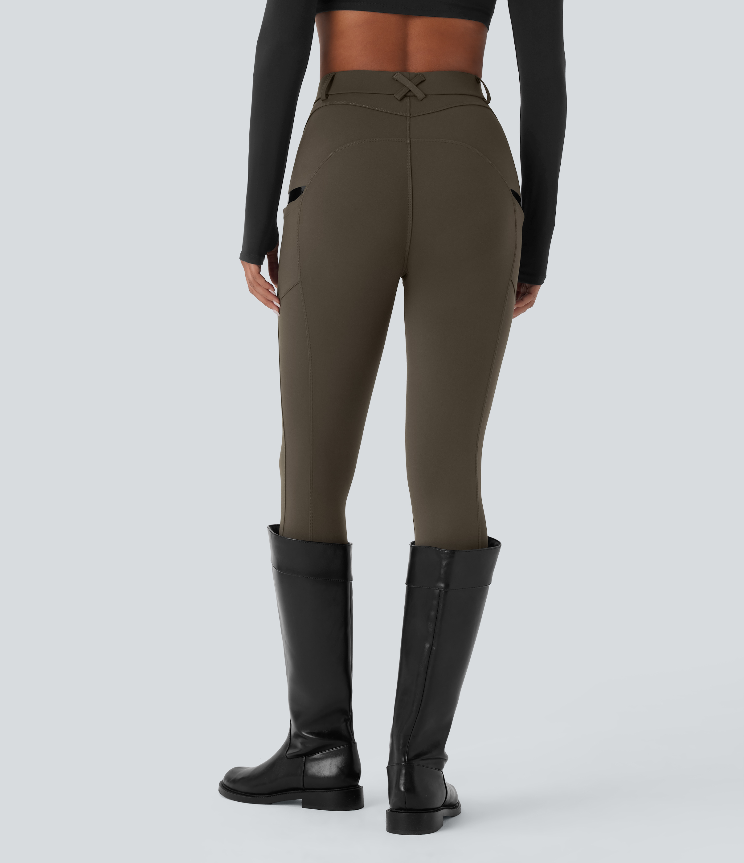 Halara HaloTek Airв„ў High Waisted Side Pocket Lacquer Line Equestrian Horse Riding Leggings  - Forest Night - XL(7/8) gym leggings 