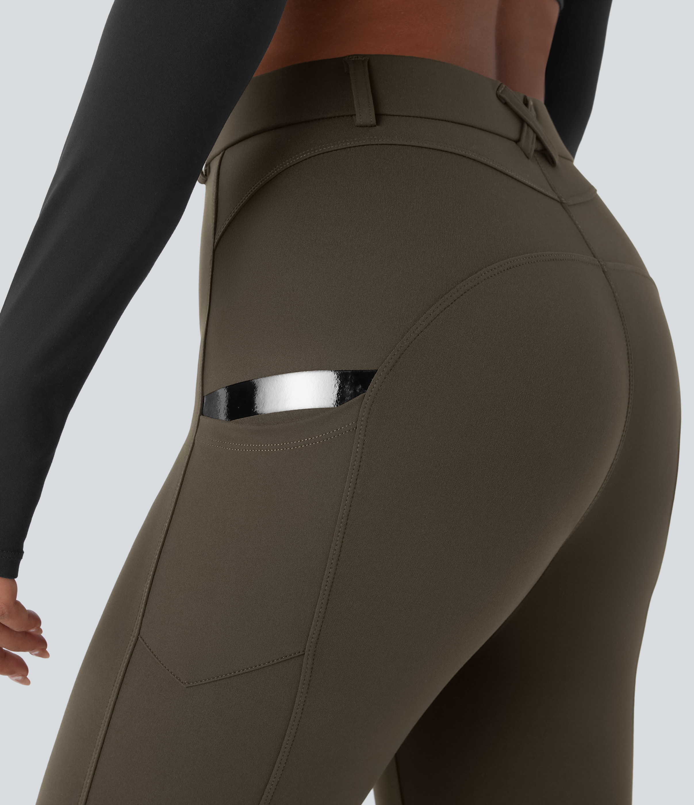 Halara HaloTek Airв„ў High Waisted Side Pocket Lacquer Line Equestrian Horse Riding Leggings  - Forest Night - XL(7/8) gym leggings 