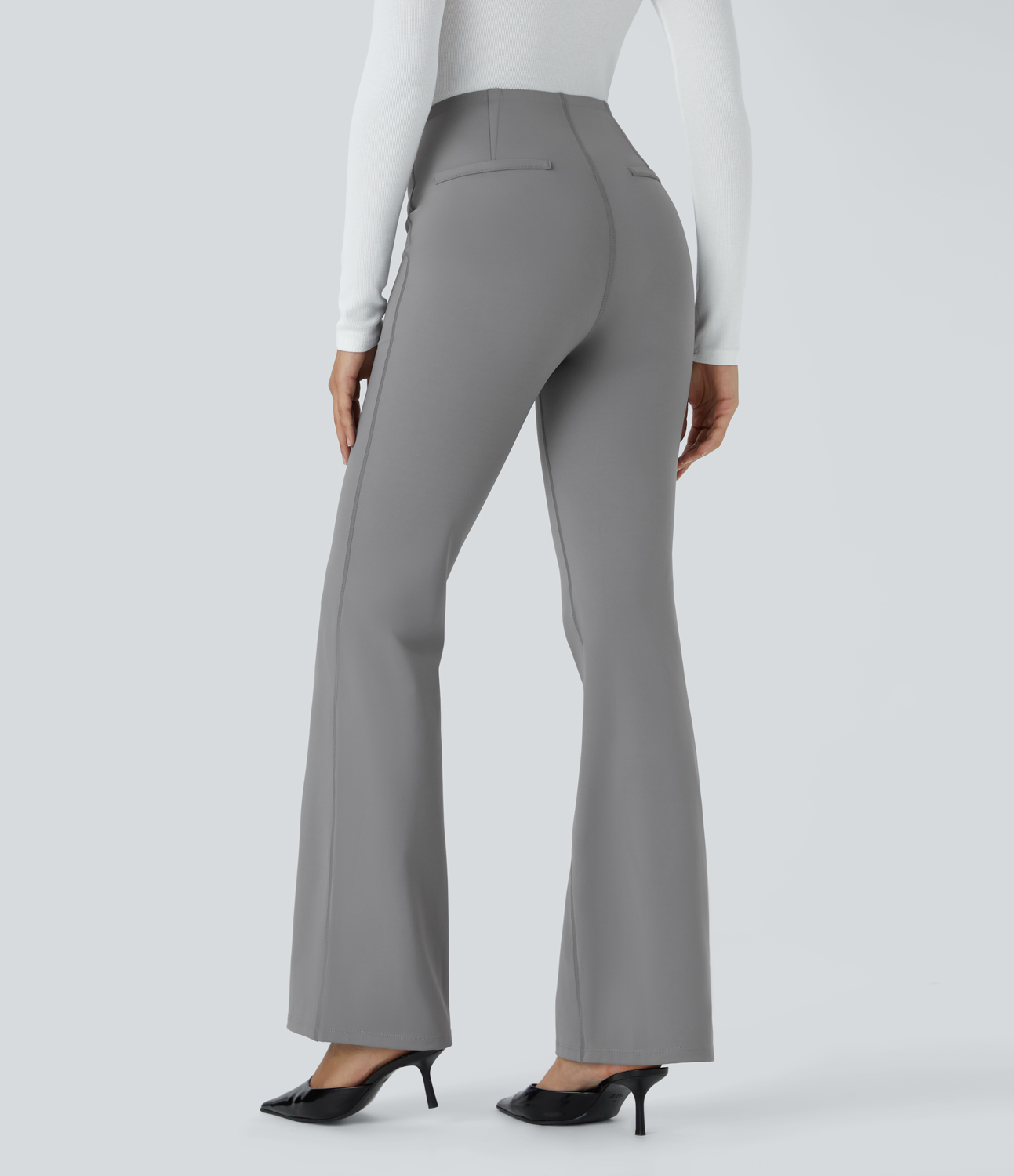 Halara Halara Flexв„ў High Waisted Tummy Control Work Slight Flare Pants  - Silent Storm - XL(regular) sweatpants jogger pants 